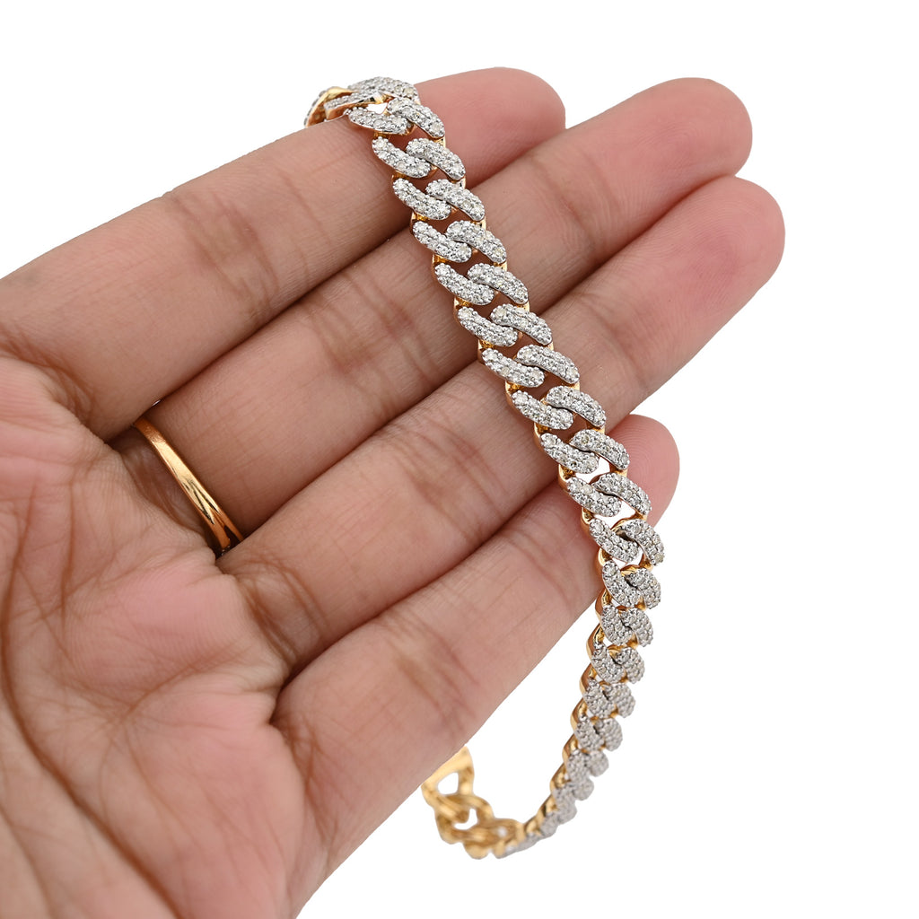 10K Yellow Gold 3.8 CT Natural Diamond Cuban Link Men's Bracelet 8 MM 8"