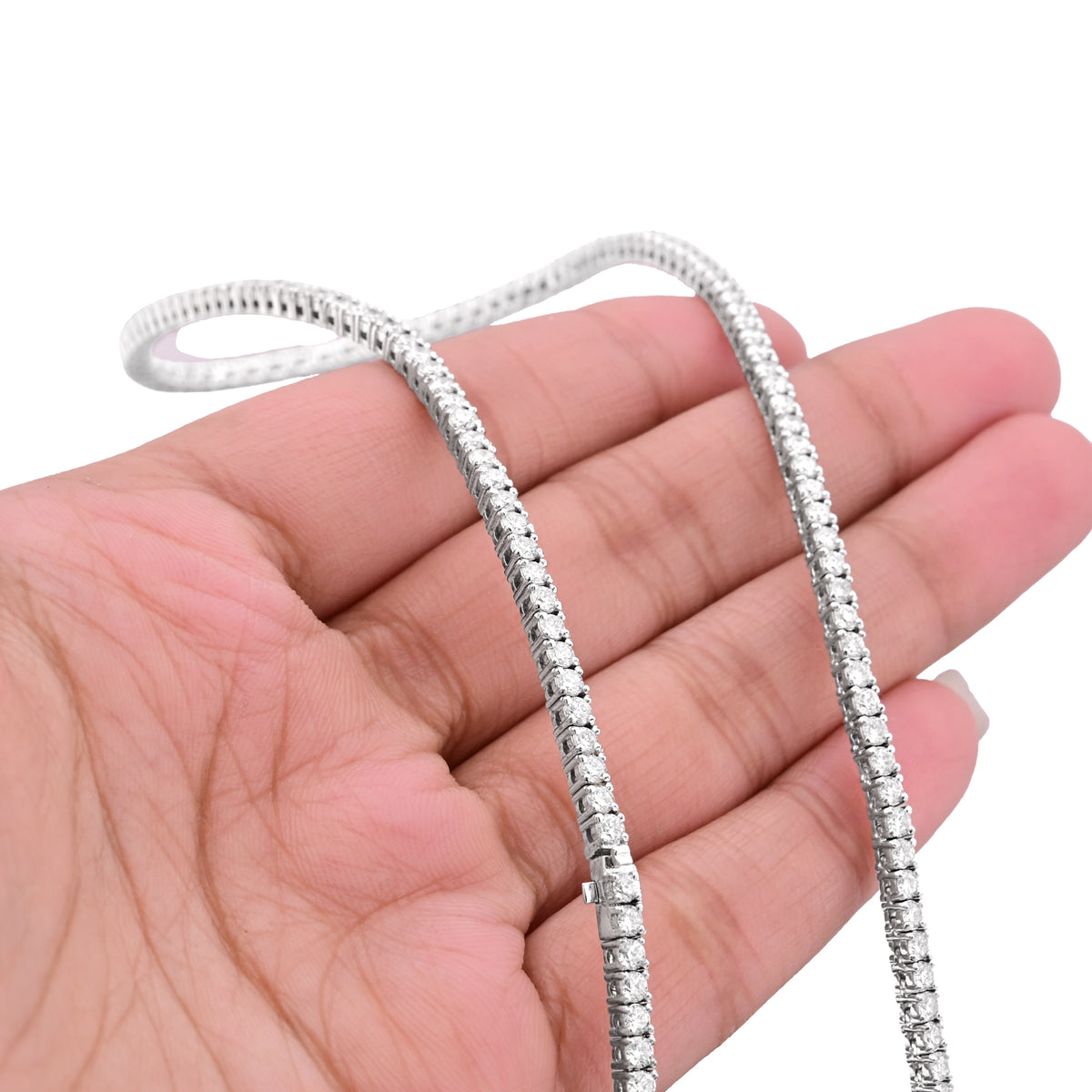 925 SS 9CT Lab Diamond Tennis Chain Men Women Necklace 16"