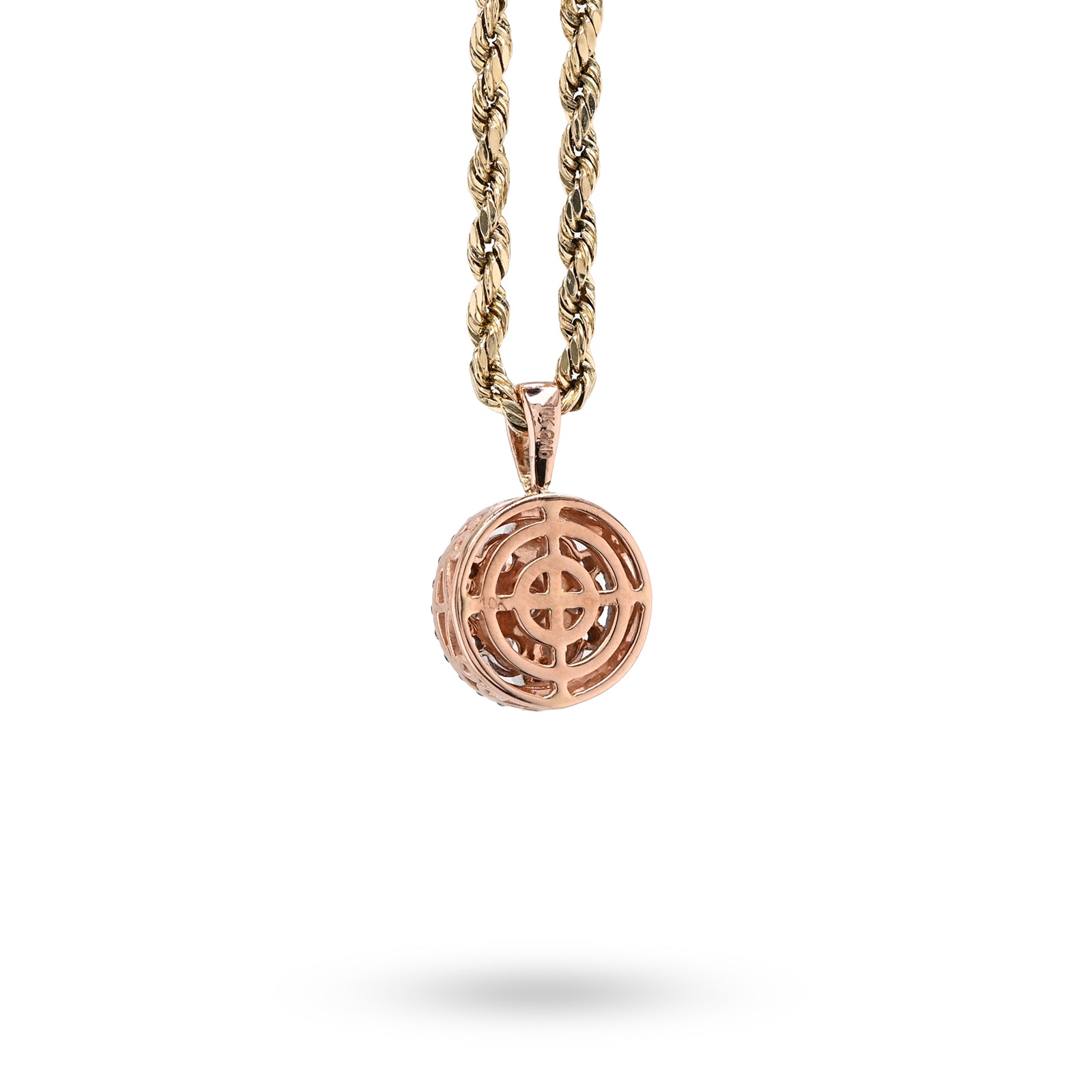 10K Rose Gold 1 CT Natural Diamond Flower Cluster Pendant Women small Charm