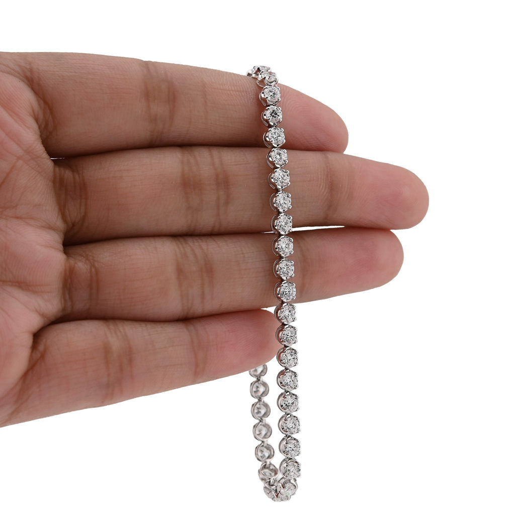10K White Gold 5CTW Lab Diamond Tennis Bracelet 4MM 7"