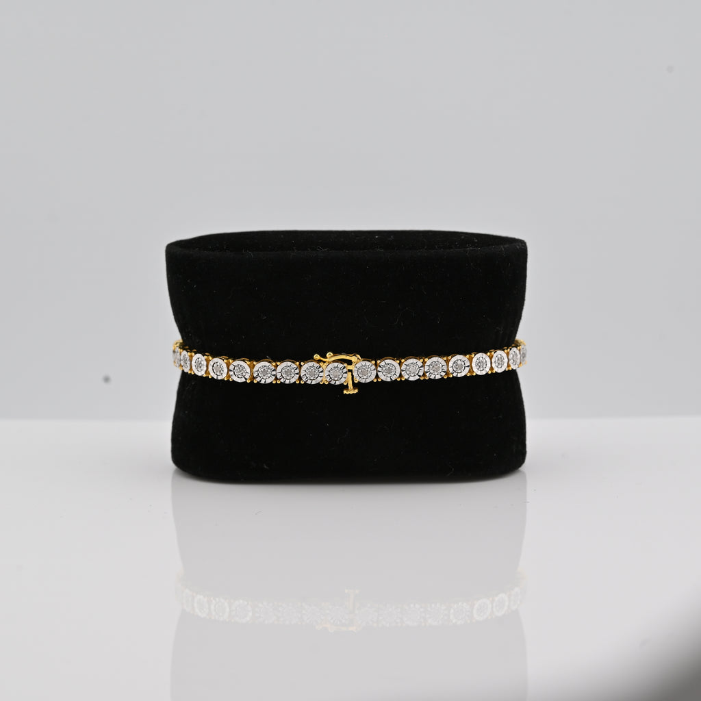 925 Yellow 0.6CTW Natural Diamond Tennis Bracelet 4.5MM 7" Men