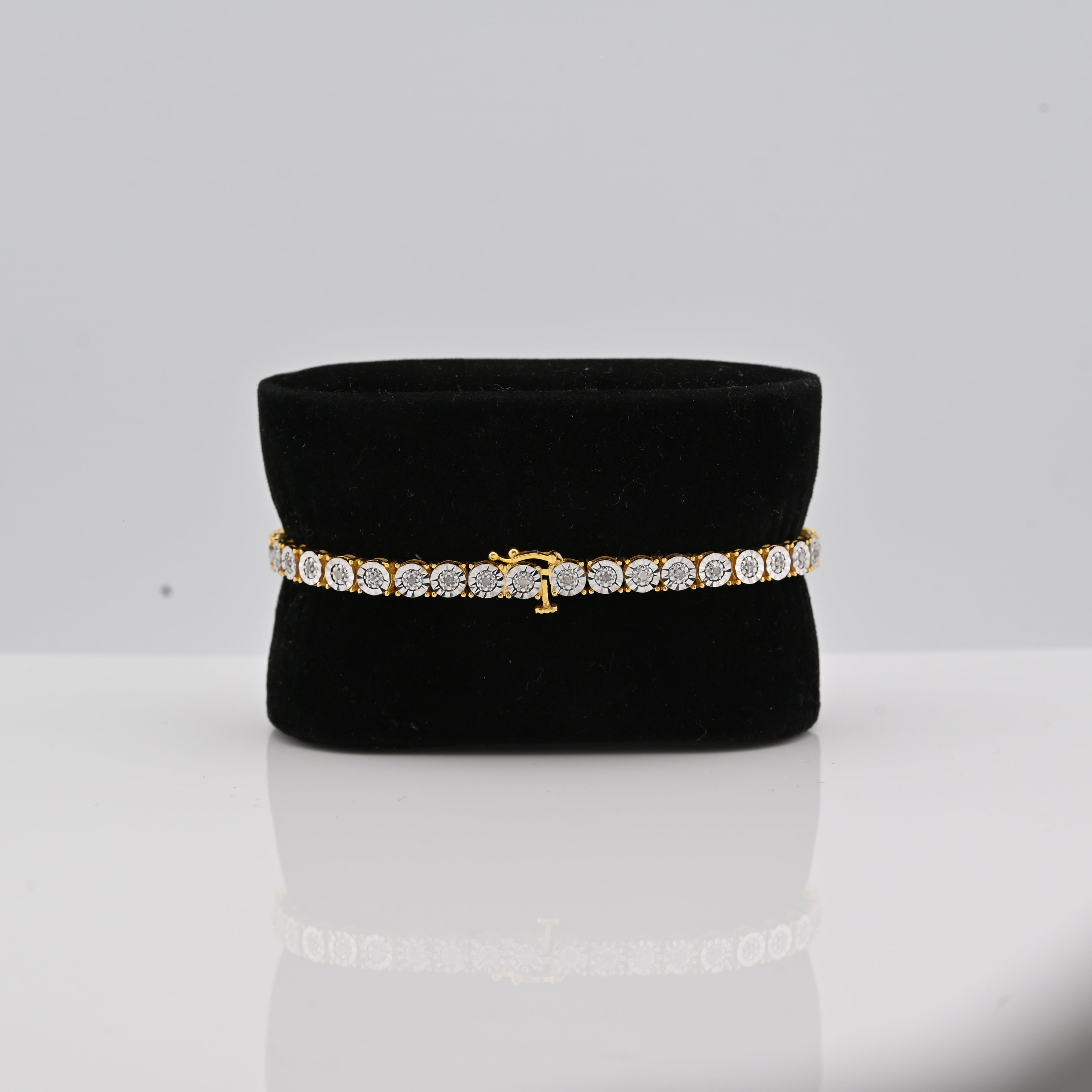 925 Yellow 0.6CTW Natural Diamond Tennis Bracelet 4.5MM 7" Men