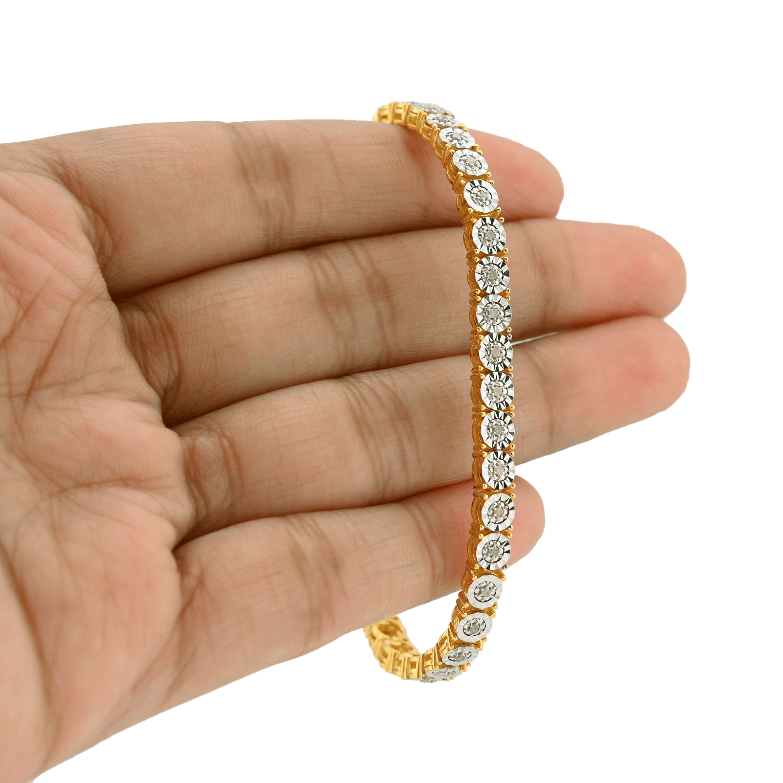 925 Yellow 0.6CTW Natural Diamond Tennis Bracelet 4.5MM 7" Men