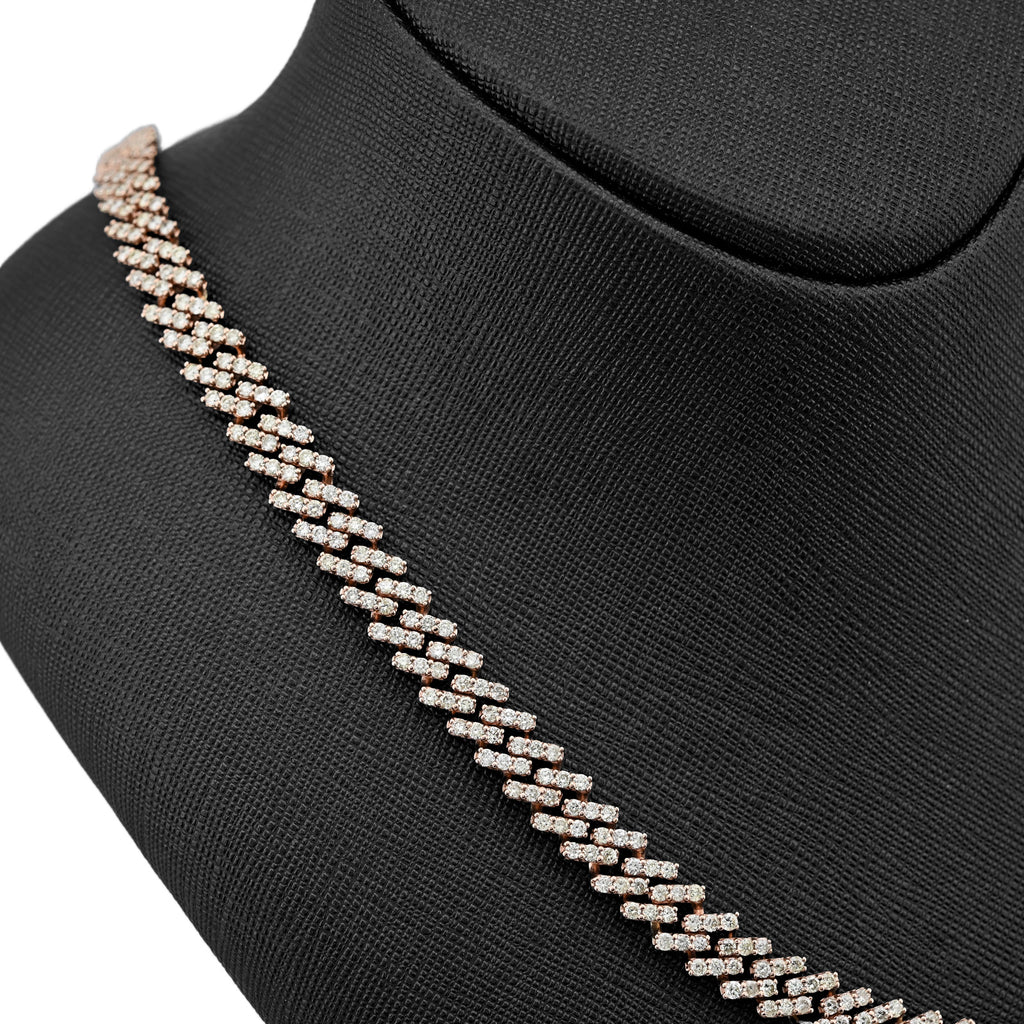 10K Rose Gold 18 CT Natural Diamond 8 MM Cuban link Chain 21" Men Women Necklace