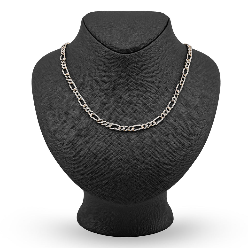 10K Yellow Gold 7.50 CT Natural Diamond 5.5 MM Figaro Chain 20" Men Women Necklace