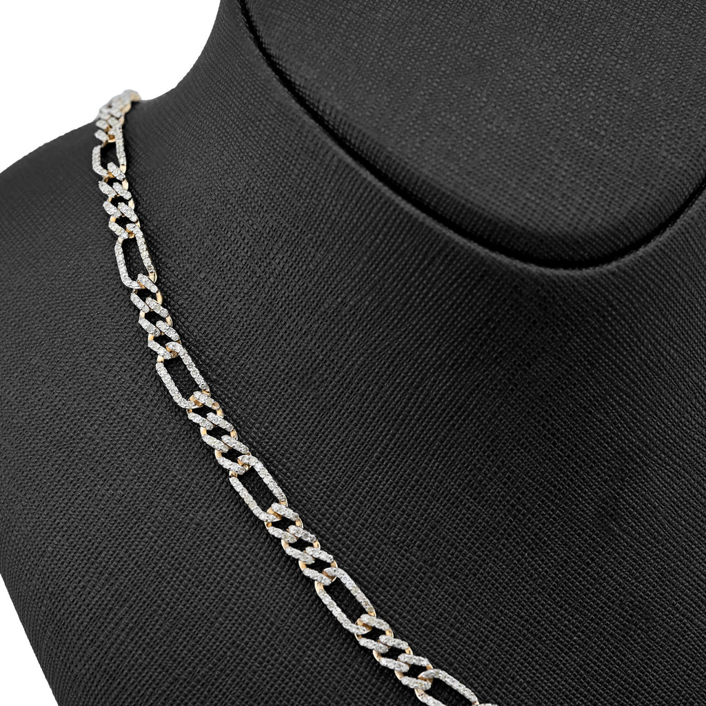 10K Yellow Gold 7.50 CT Natural Diamond 5.5 MM Figaro Chain 20" Men Women Necklace