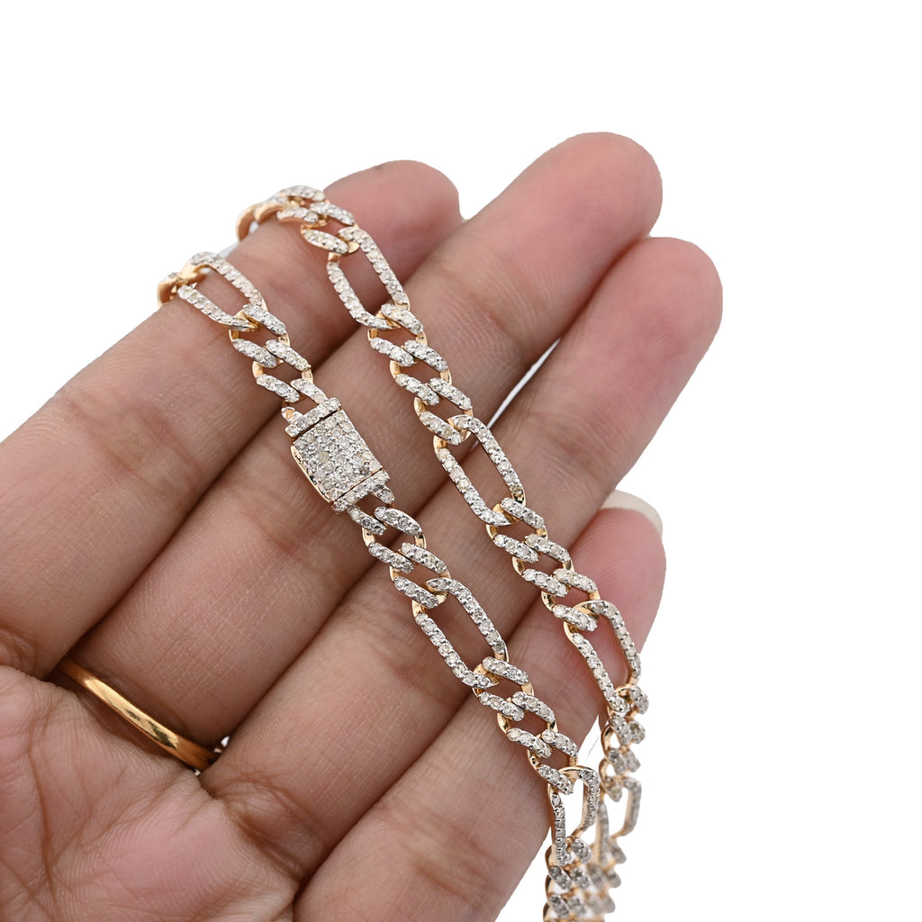 10K Yellow Gold 7.50 CT Natural Diamond 5.5 MM Figaro Chain 20" Men Women Necklace