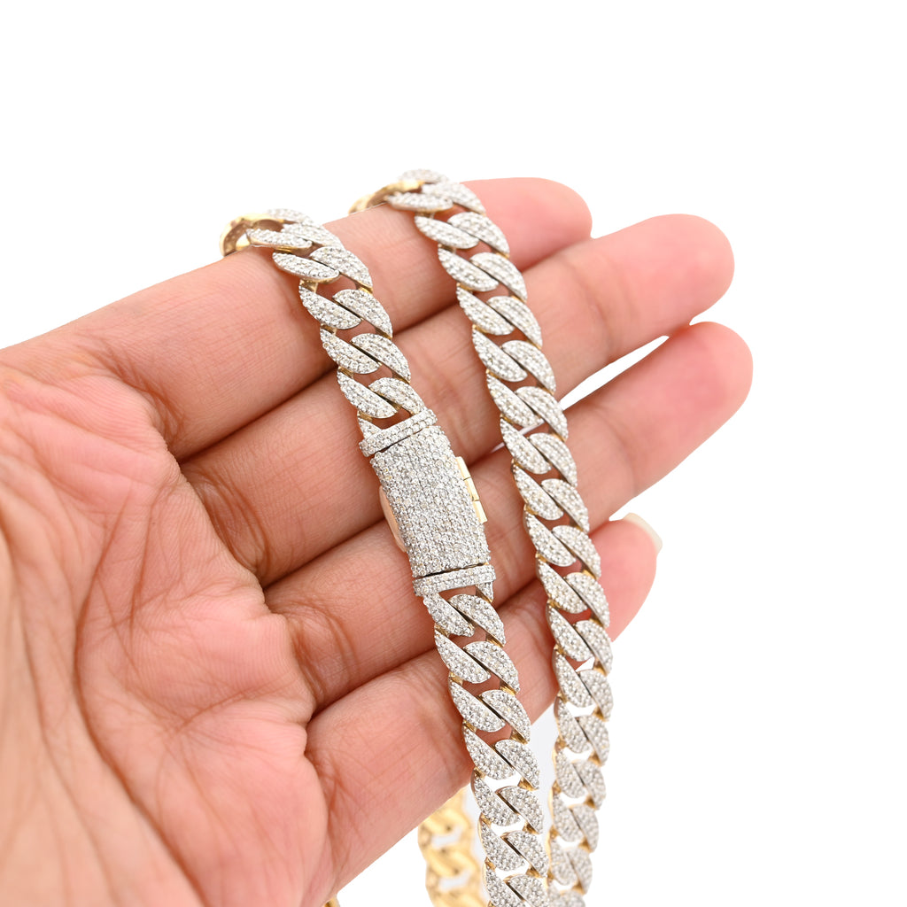 14K Yellow Gold 9.52 CT Lab Diamond Solitaire Tennis Chain 17" Women 18.8 g Necklace