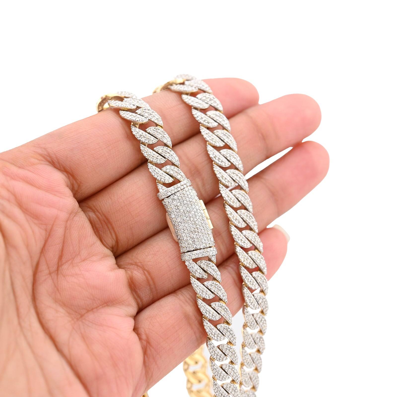 14K Yellow Gold 9.52 CT Lab Diamond Solitaire Tennis Chain 17" Women 18.8 g Necklace