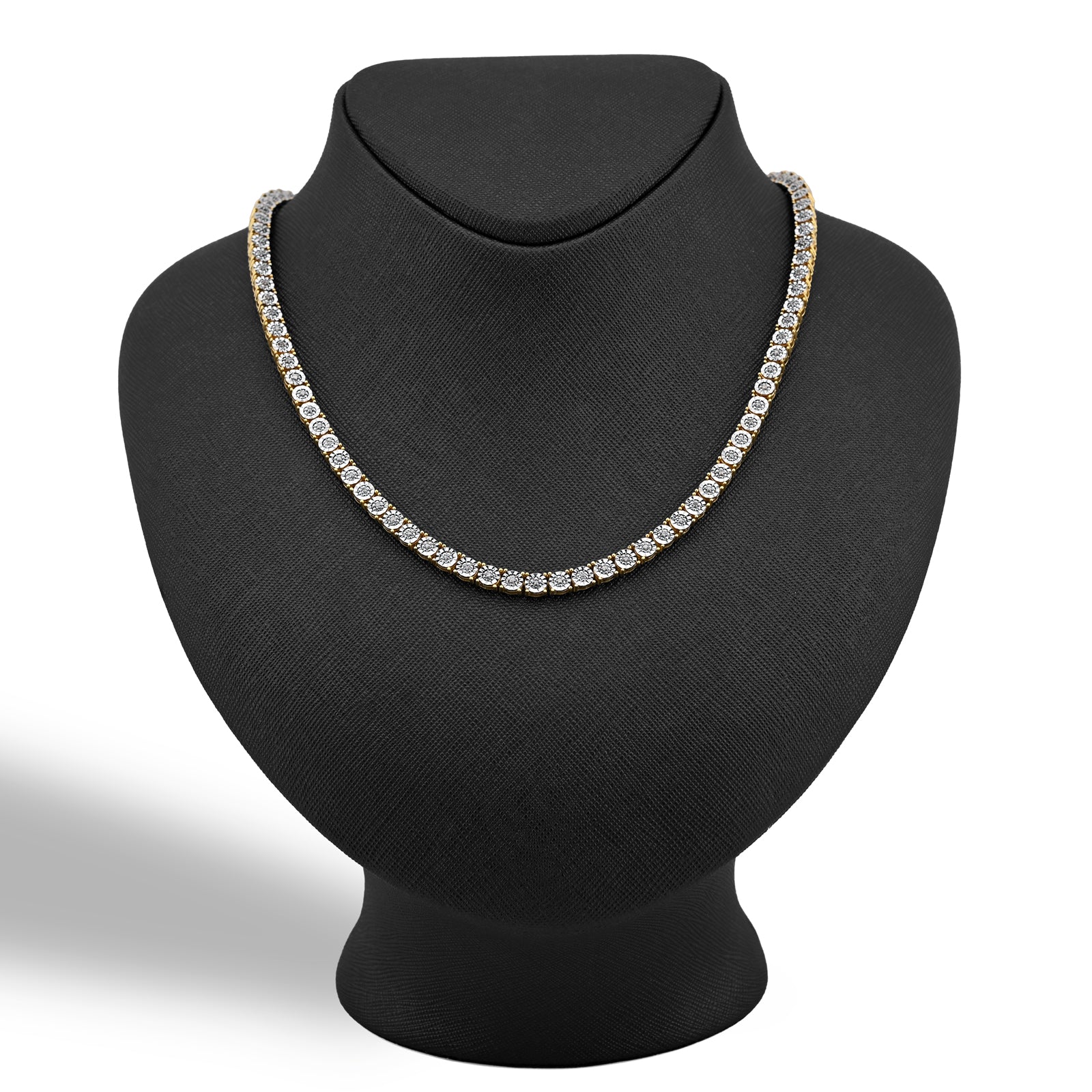 925 Yellow 2CTW Natural Diamond Tennis Chain 4.5MM Necklace 18" Men