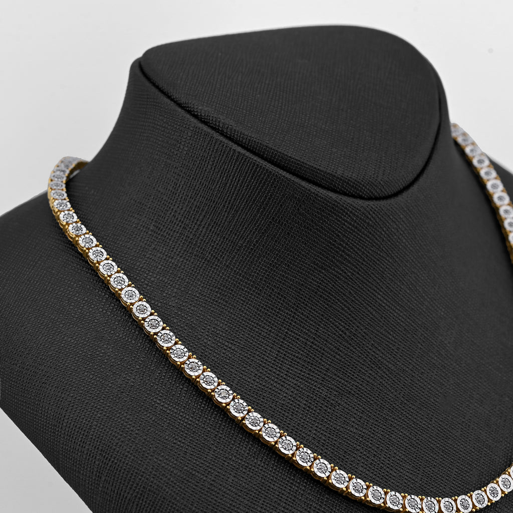 925 Yellow 2CTW Natural Diamond Tennis Chain 4.5MM Necklace 18" Men
