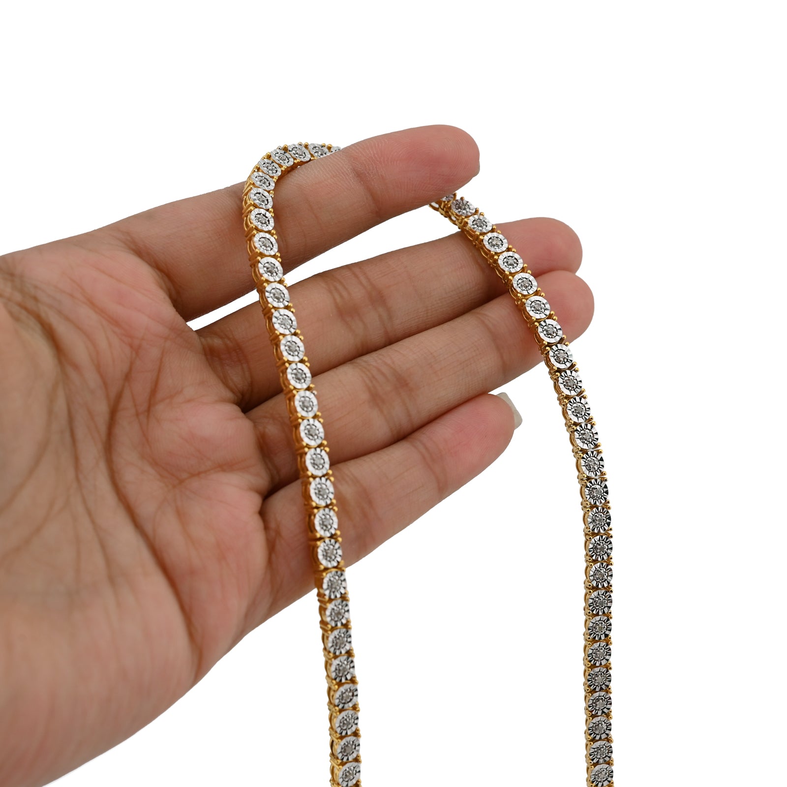 925 Yellow 2CTW Natural Diamond Tennis Chain 4.5MM Necklace 18" Men