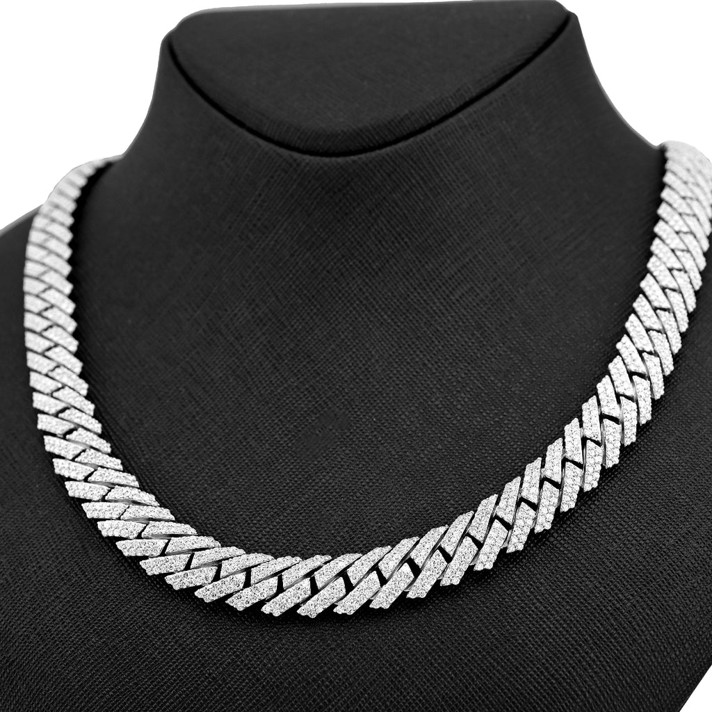 925 27.66CT Lab Diamond 11MM Snake Cuban Chain 21" Men Necklace