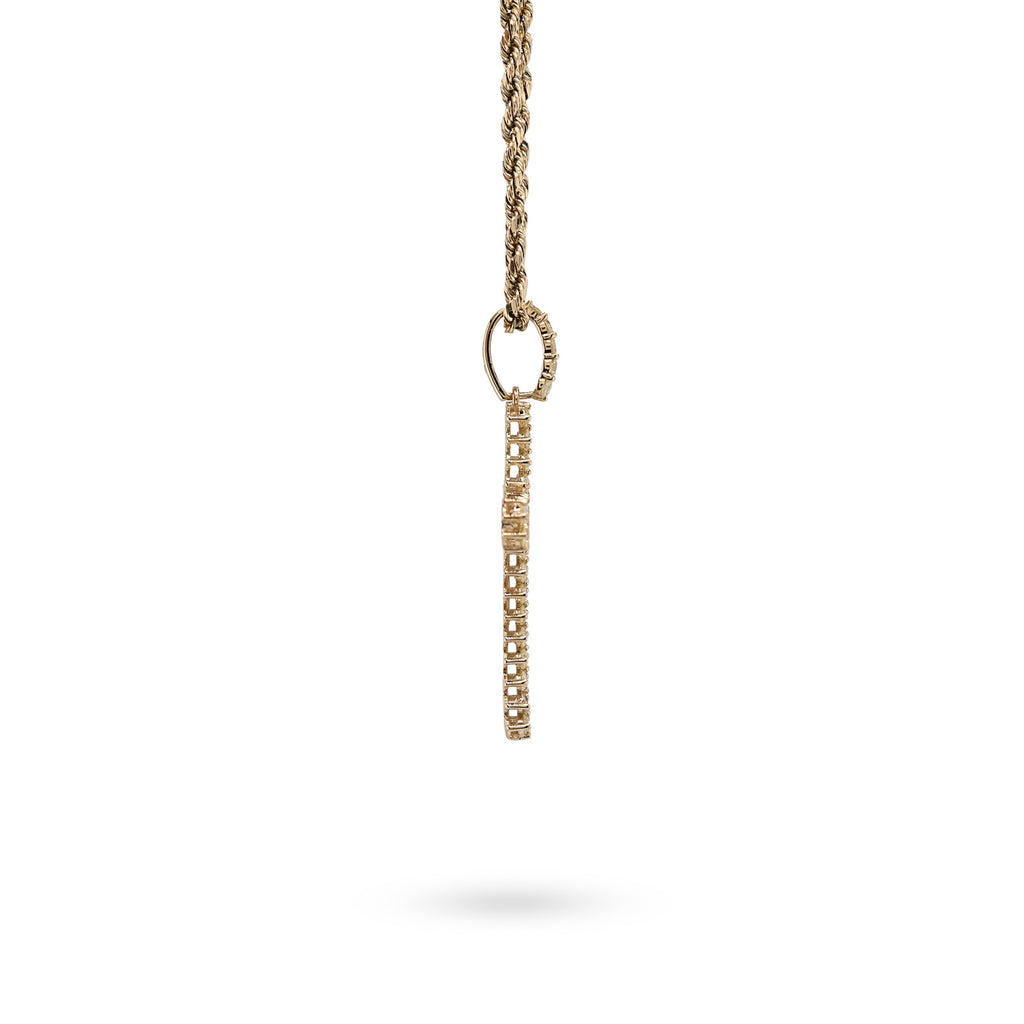 10K Yellow Gold 1.2 CT Natural Diamond Religious Cross Pendant Men Women Charm