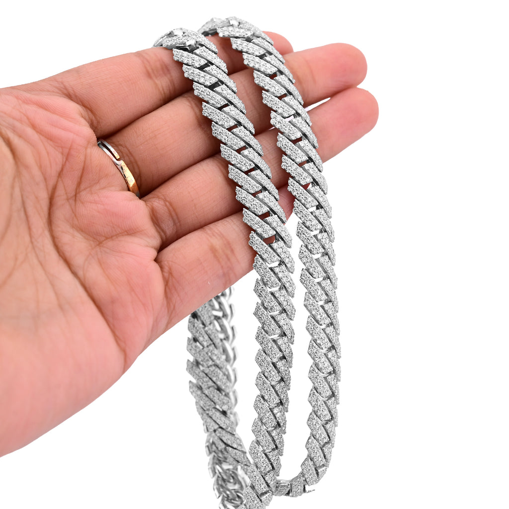 925 27.66CT Lab Diamond 11MM Snake Cuban Chain 21" Men Necklace