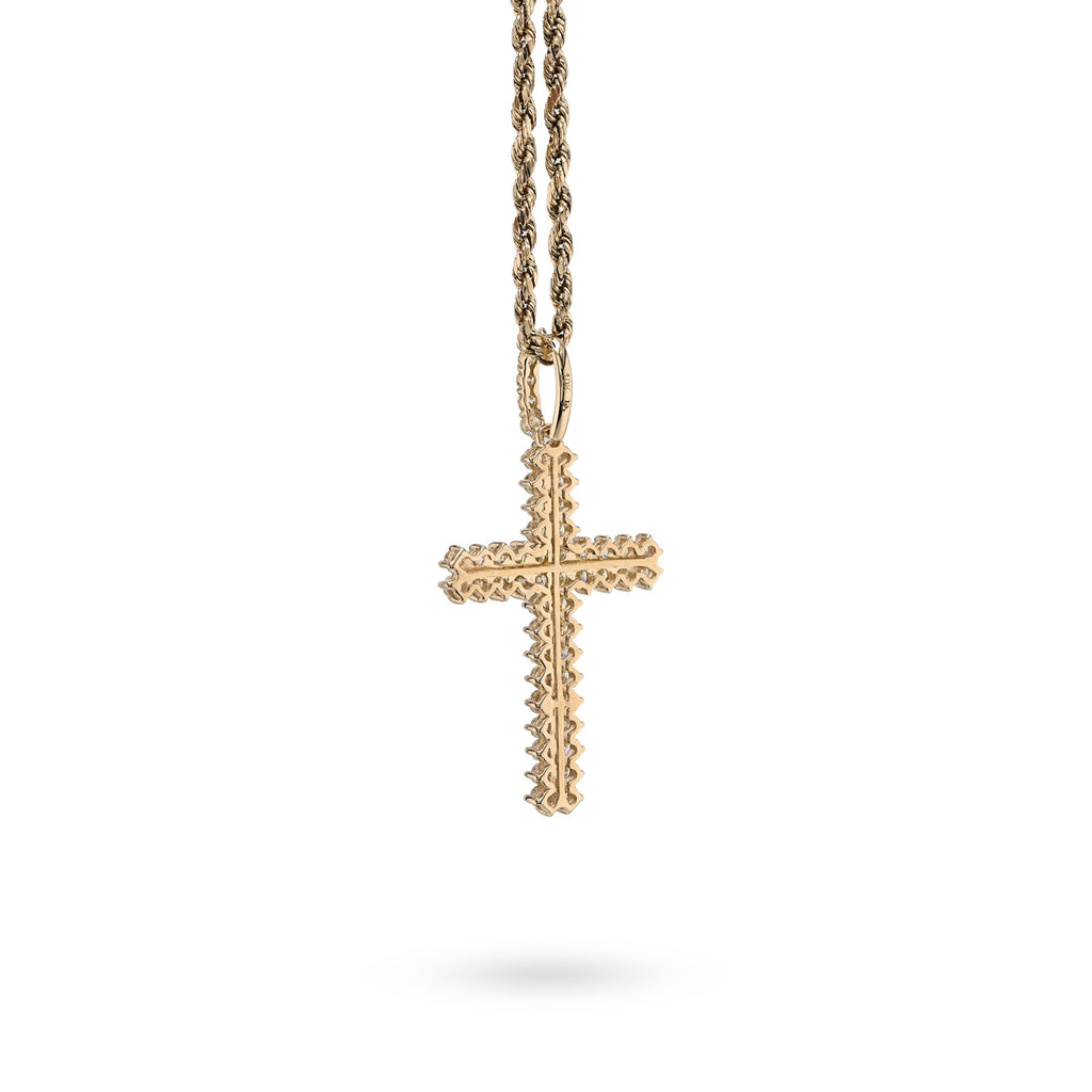 10K Yellow Gold 1.2 CT Natural Diamond Religious Cross Pendant Men Women Charm