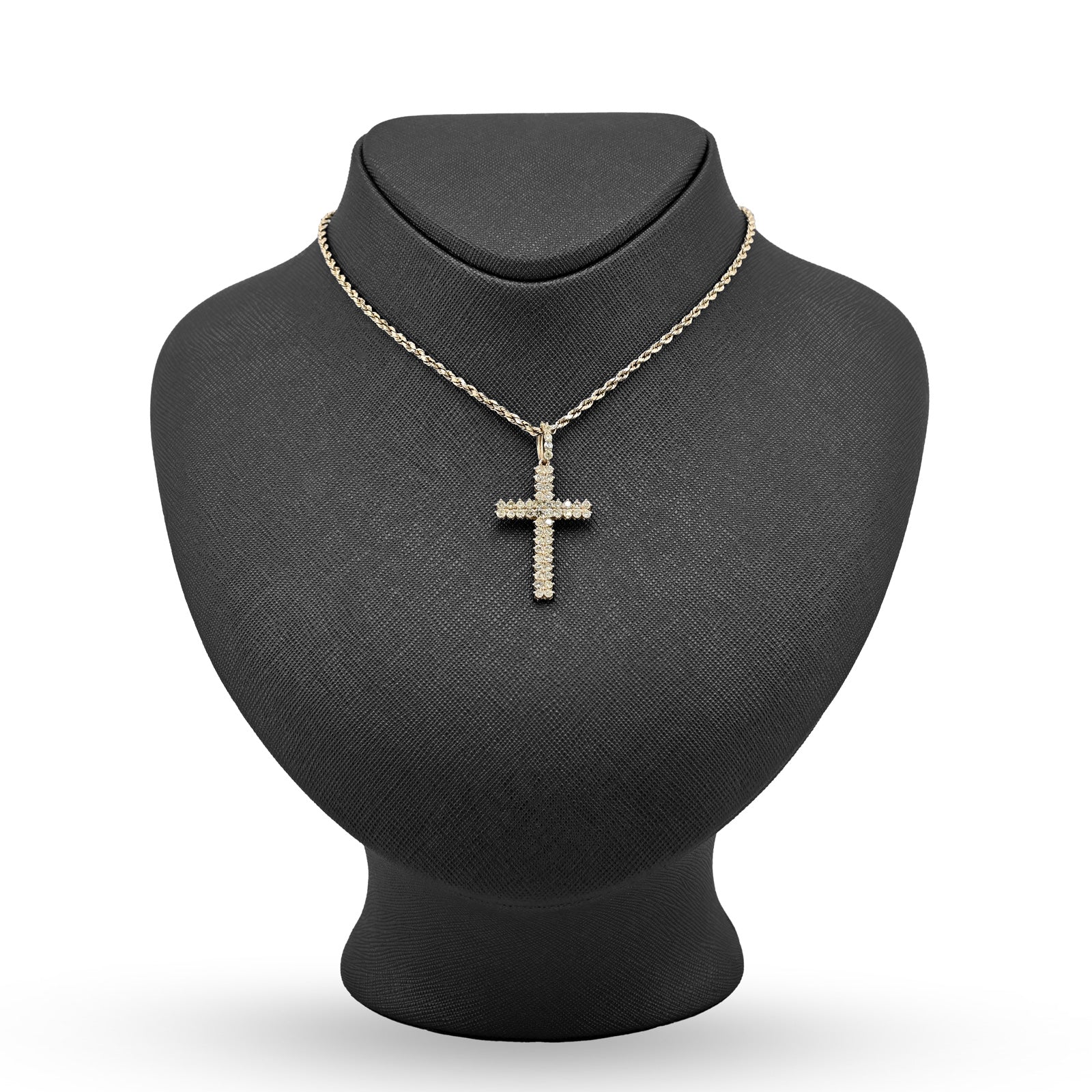 10K Yellow Gold 1.2 CT Natural Diamond Religious Cross Pendant Men Women Charm