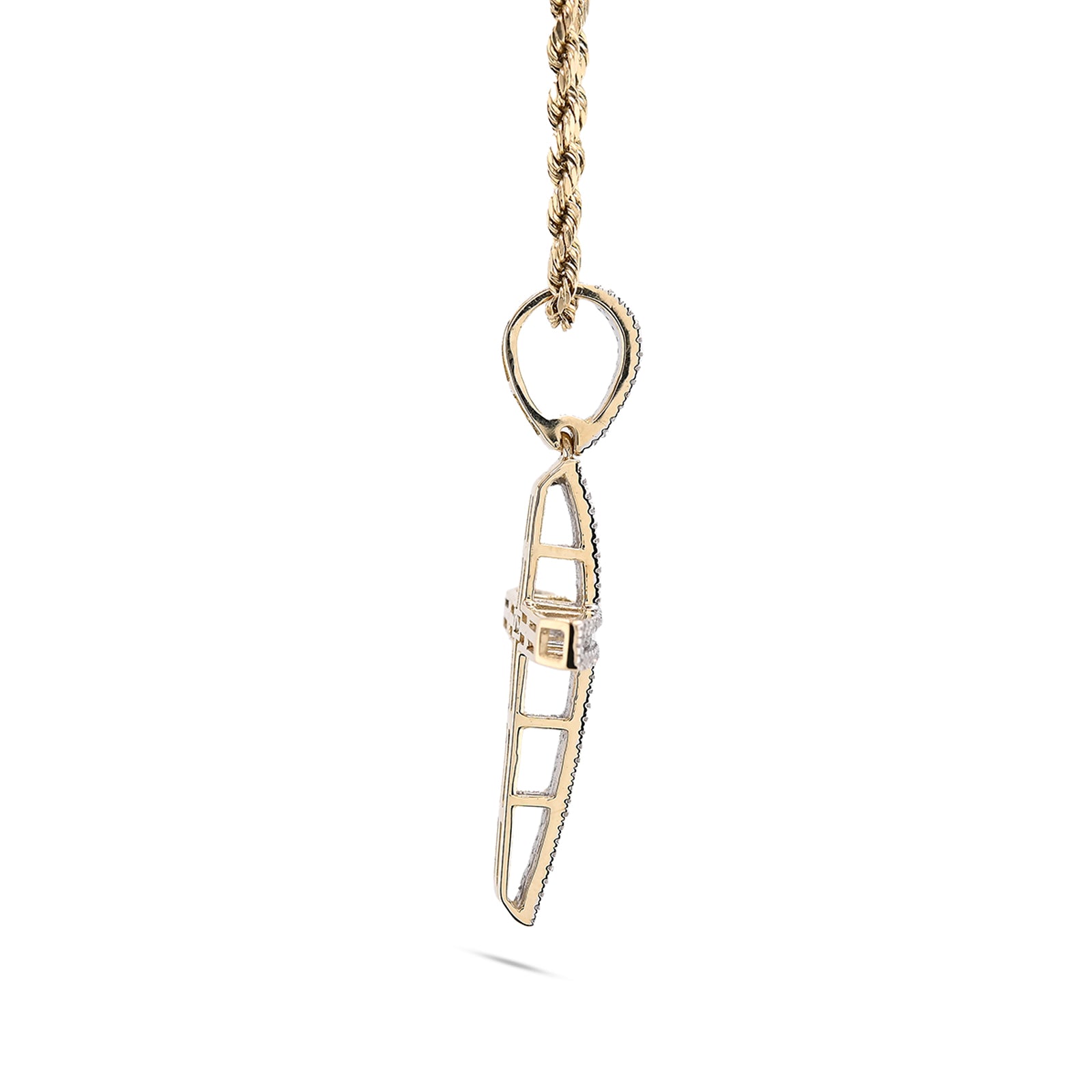 10k Yellow Gold 0.45 CTW Natural Diamond Religvious Cross Charm Pendant 4g Men Women