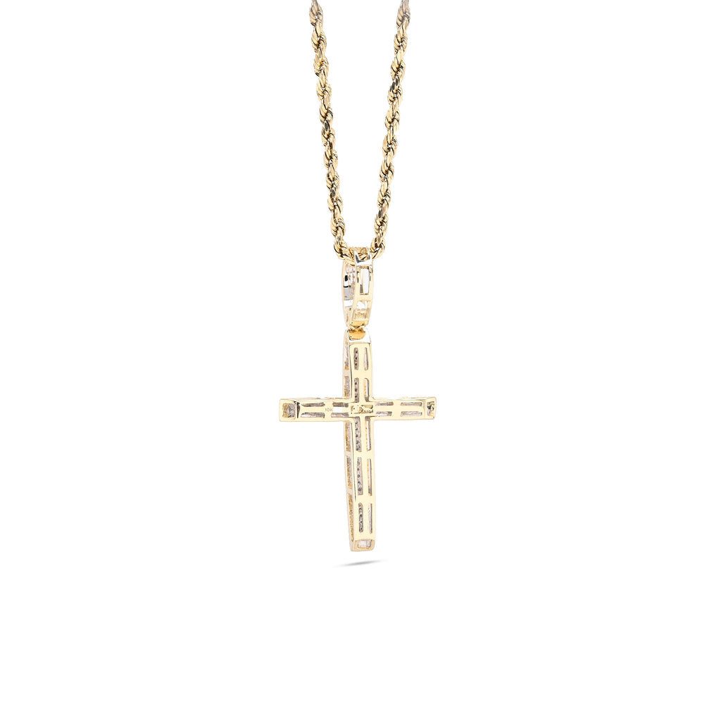 10k Yellow Gold 0.45 CTW Natural Diamond Religvious Cross Charm Pendant 4g Men Women