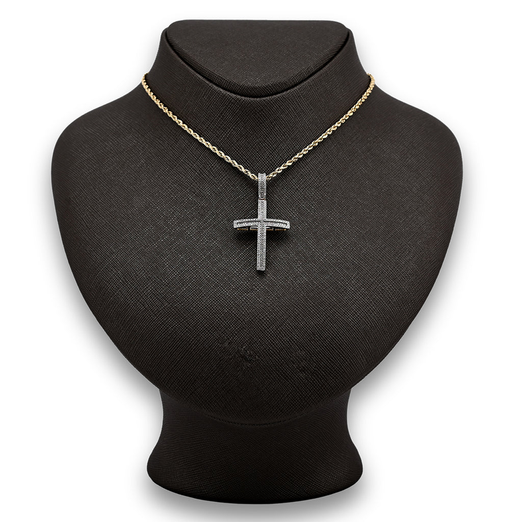 10k Yellow Gold 0.45 CTW Natural Diamond Religvious Cross Charm Pendant 4g Men Women