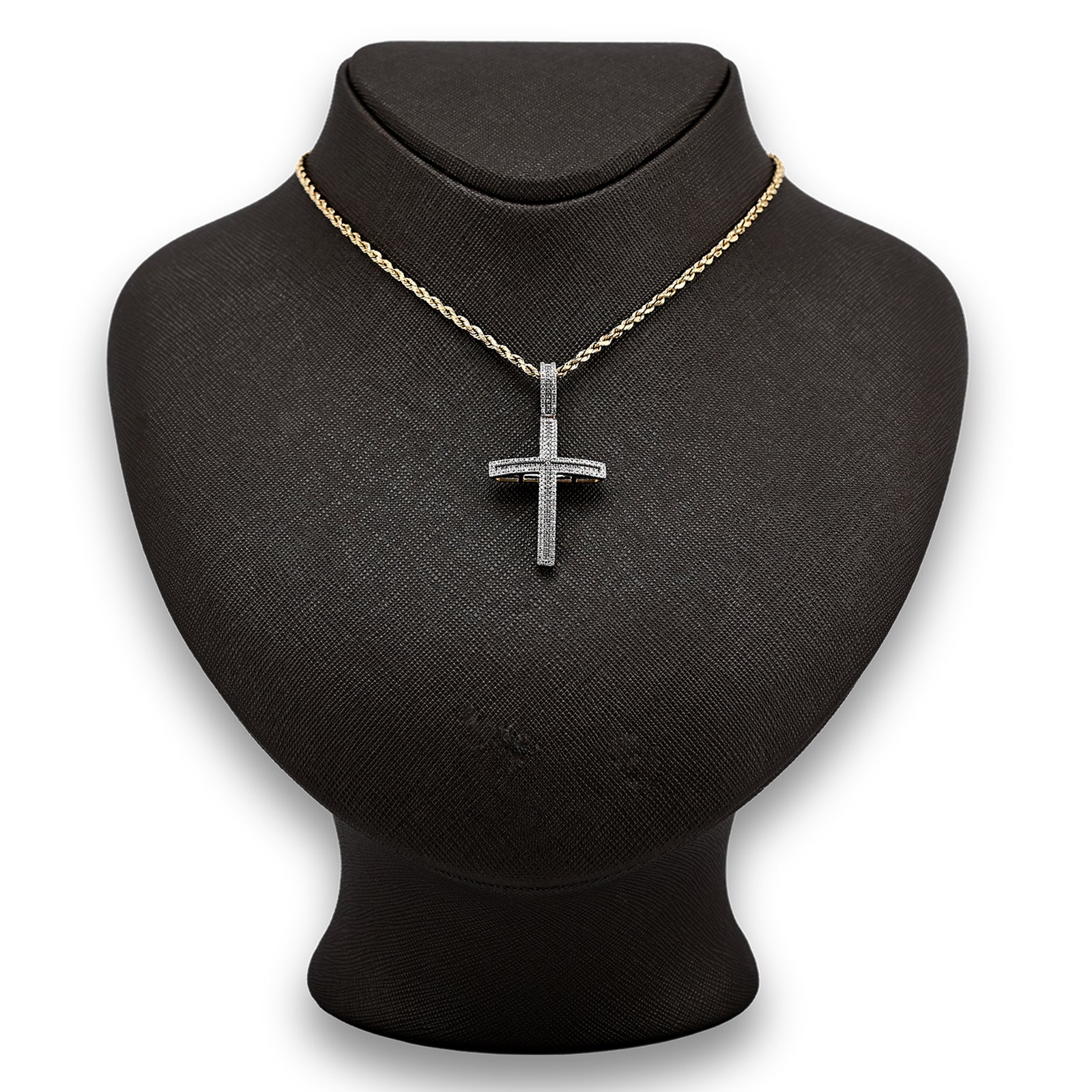 10k Yellow Gold 0.45 CTW Natural Diamond Religvious Cross Charm Pendant 4g Men Women
