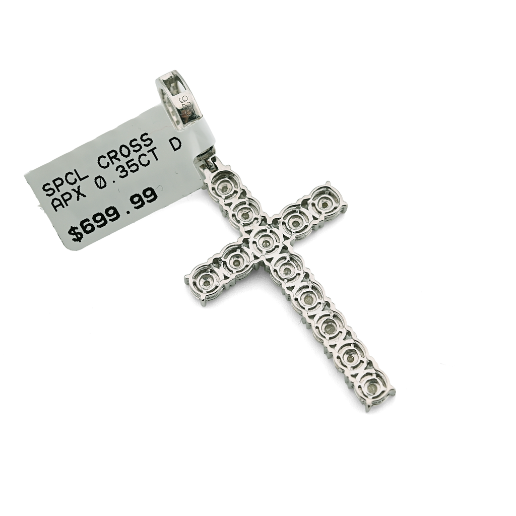 925 Natural Diamond 0.35CT Cross Pendant Men Women charm