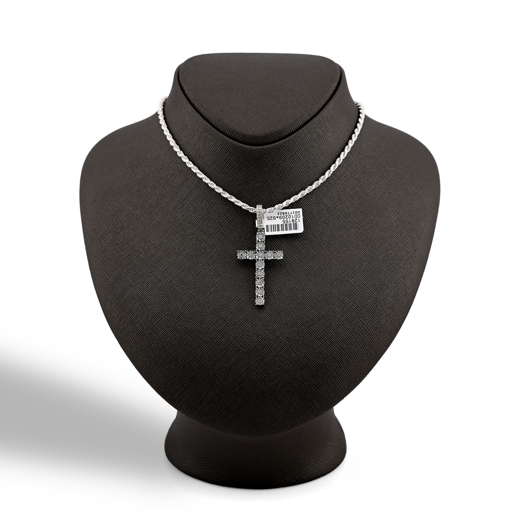 925 Natural Diamond 0.35CT Cross Pendant Men Women charm