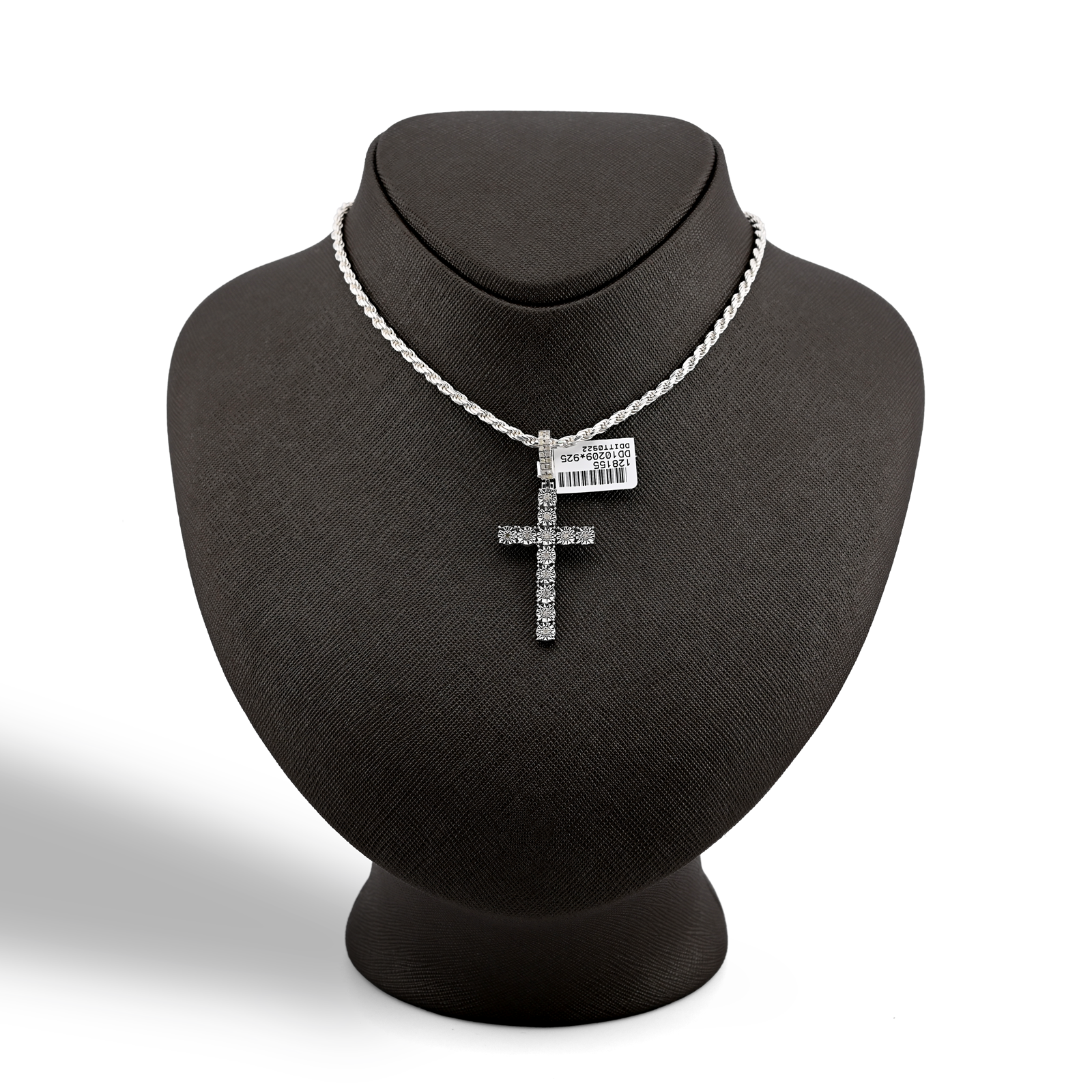925 Natural Diamond 0.35CT Cross Pendant Men Women charm