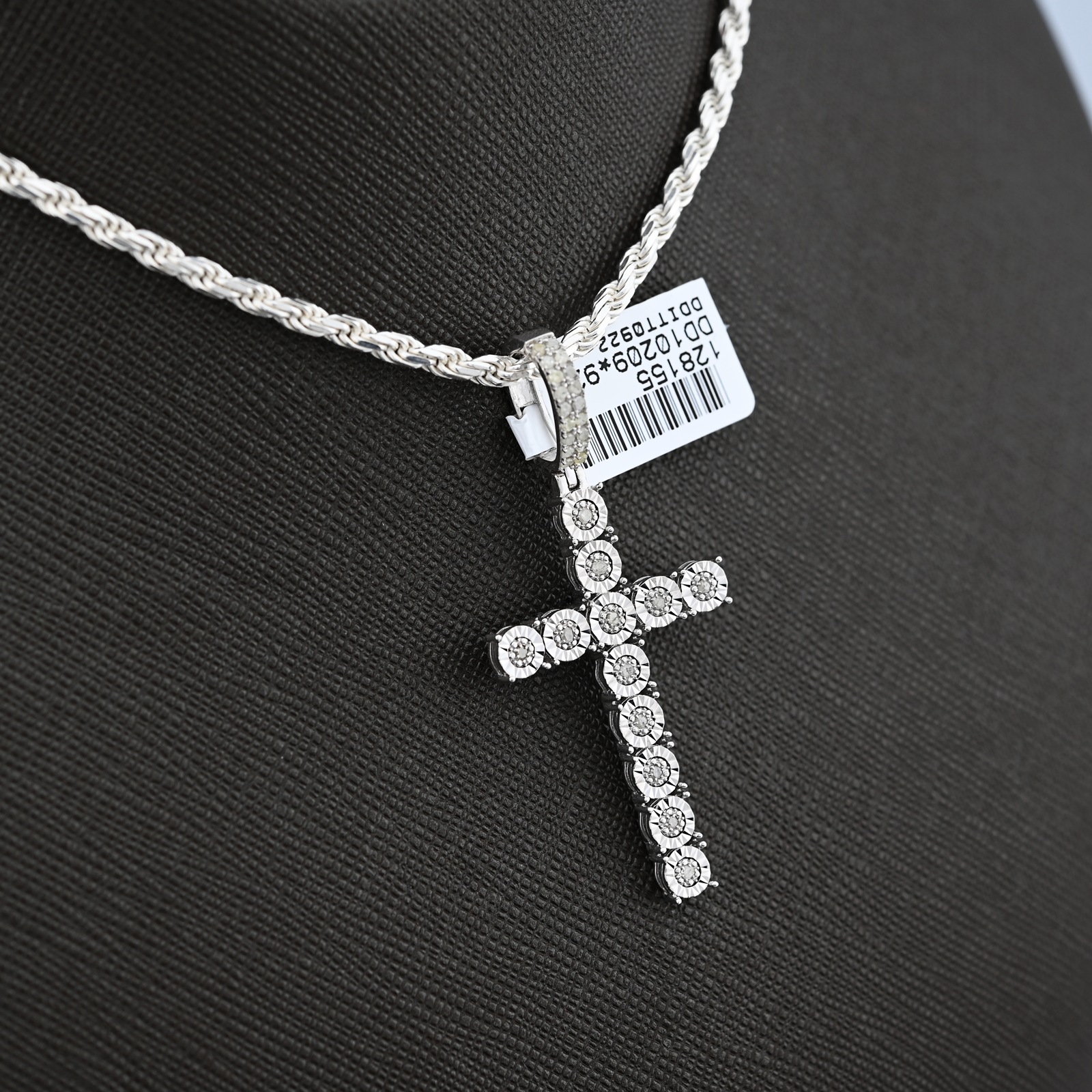 925 Natural Diamond 0.35CT Cross Pendant Men Women charm