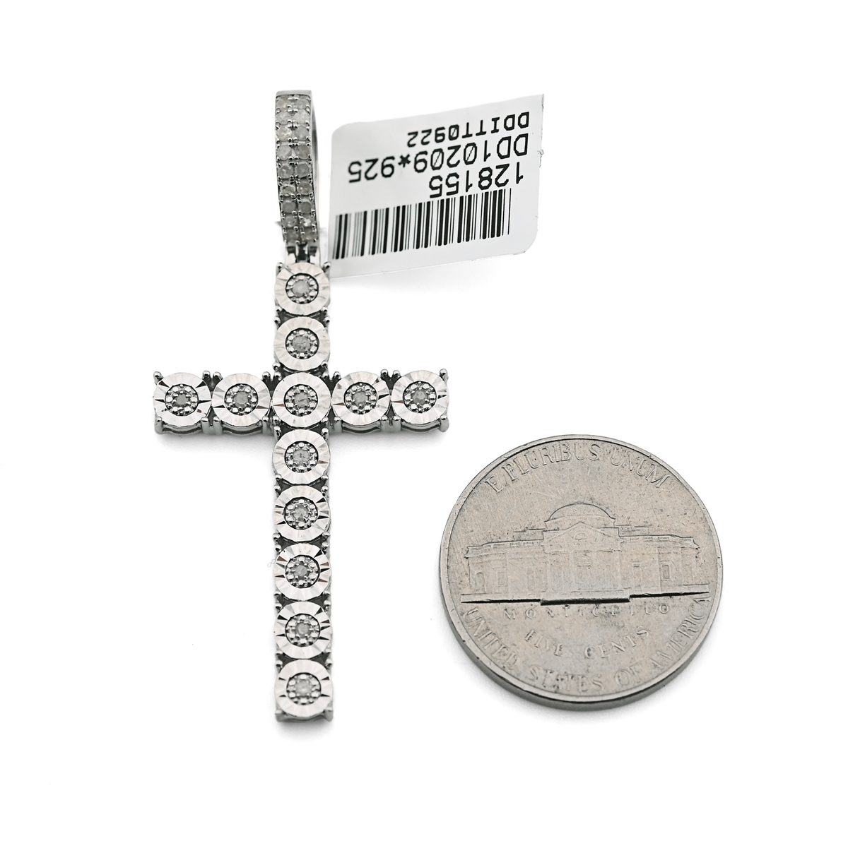 925 Natural Diamond 0.35CT Cross Pendant Men Women charm
