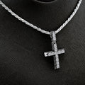 925 Natural Diamond Cross Charm 0.42 ctw Pendant 3.8g 38mm