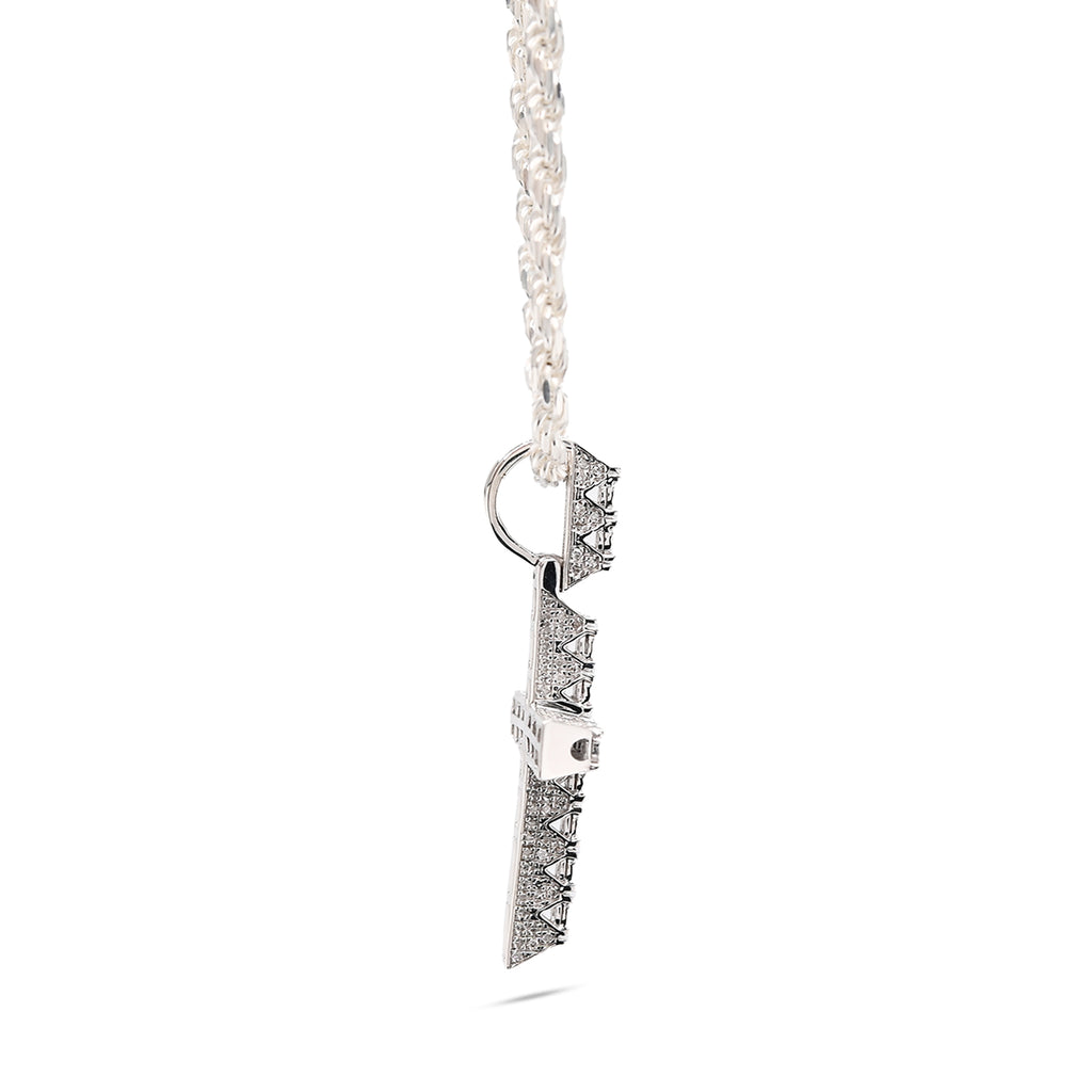 925 Natural Diamond Cross Charm 0.42 ctw Pendant 3.8g 38mm