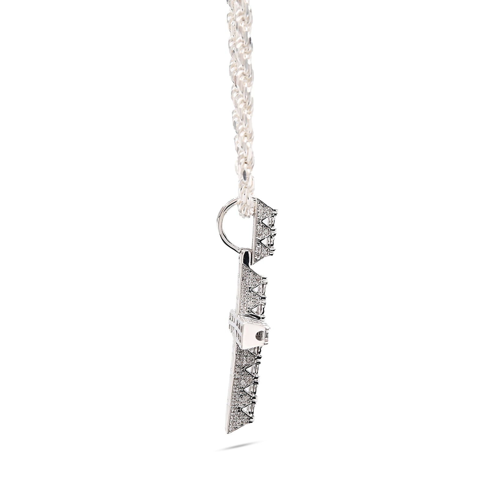 925 Natural Diamond Cross Charm 0.42 ctw Pendant 3.8g 38mm