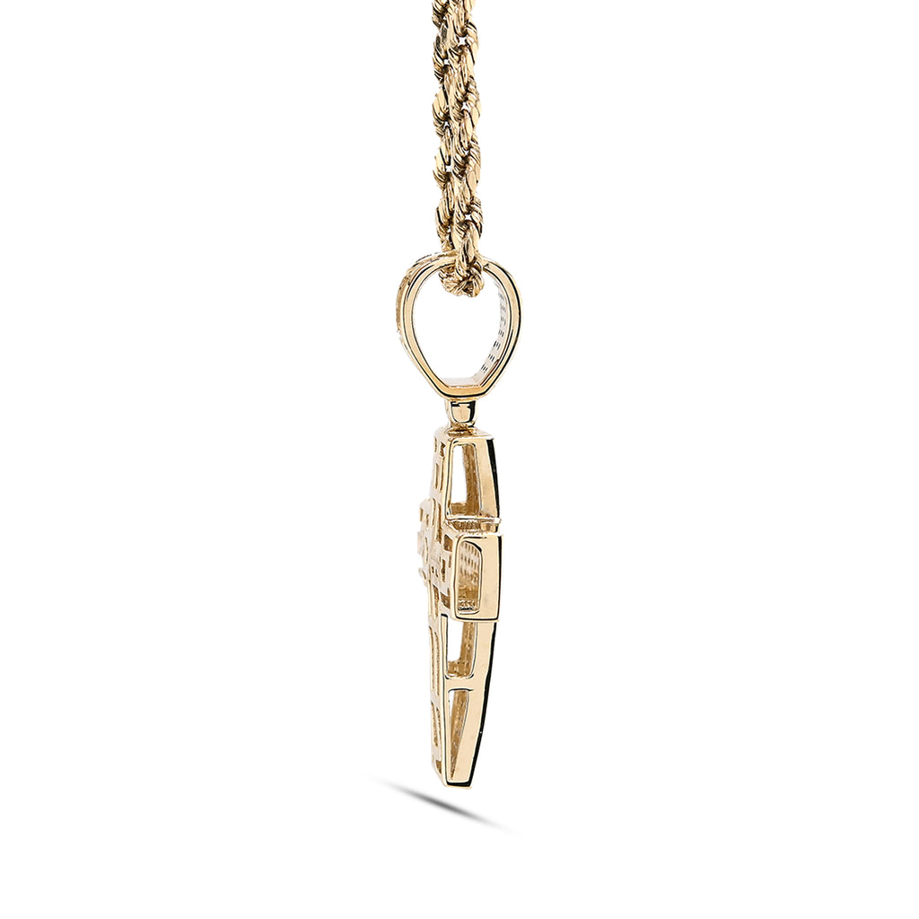 10k Yellow Gold 0.53 CTW Natural Diamond Religious Cross Pendant Men Women Charm