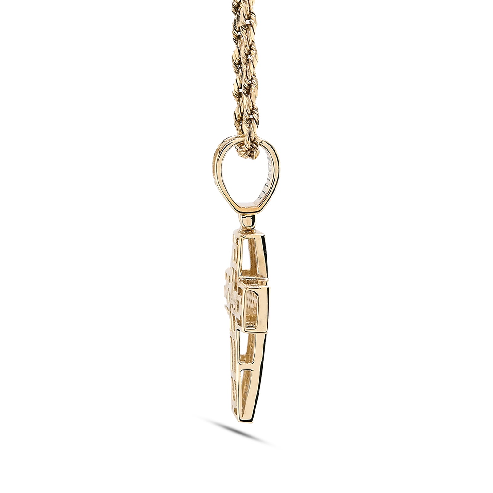 10k Yellow Gold 0.53 CTW Natural Diamond Religious Cross Pendant Men Women Charm