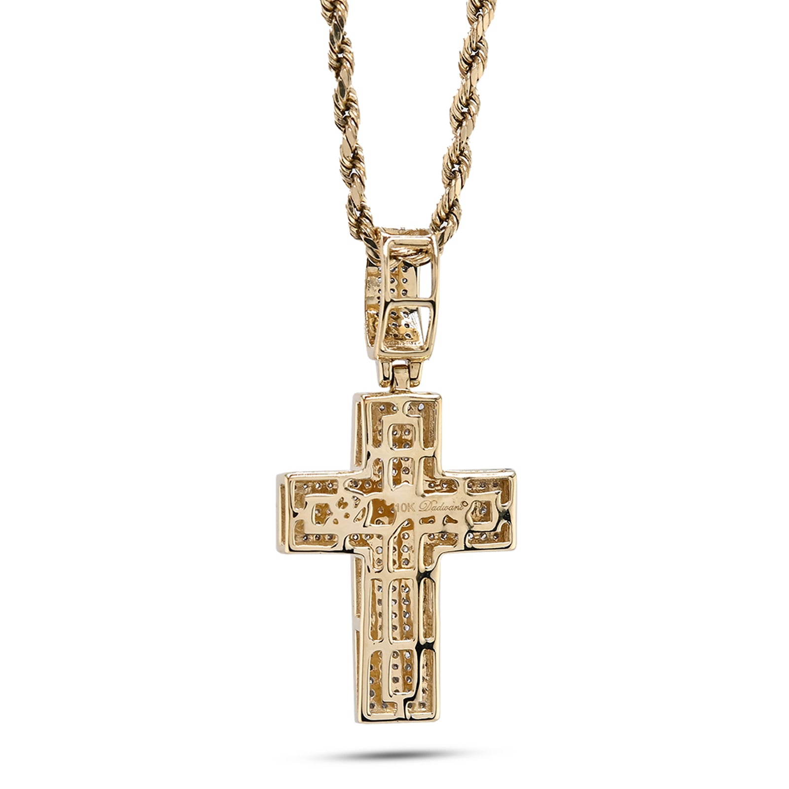10k Yellow Gold 0.53 CTW Natural Diamond Religious Cross Pendant Men Women Charm