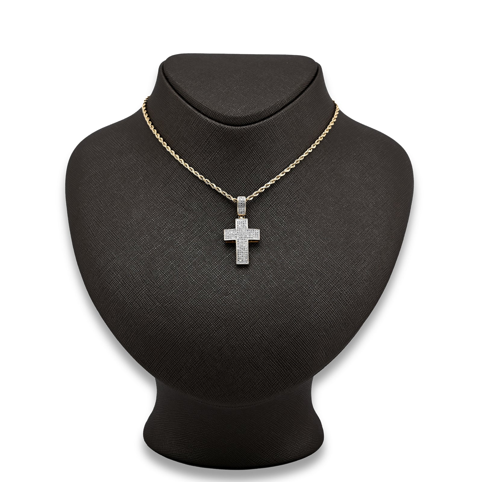 10k Yellow Gold 0.53 CTW Natural Diamond Religious Cross Pendant Men Women Charm