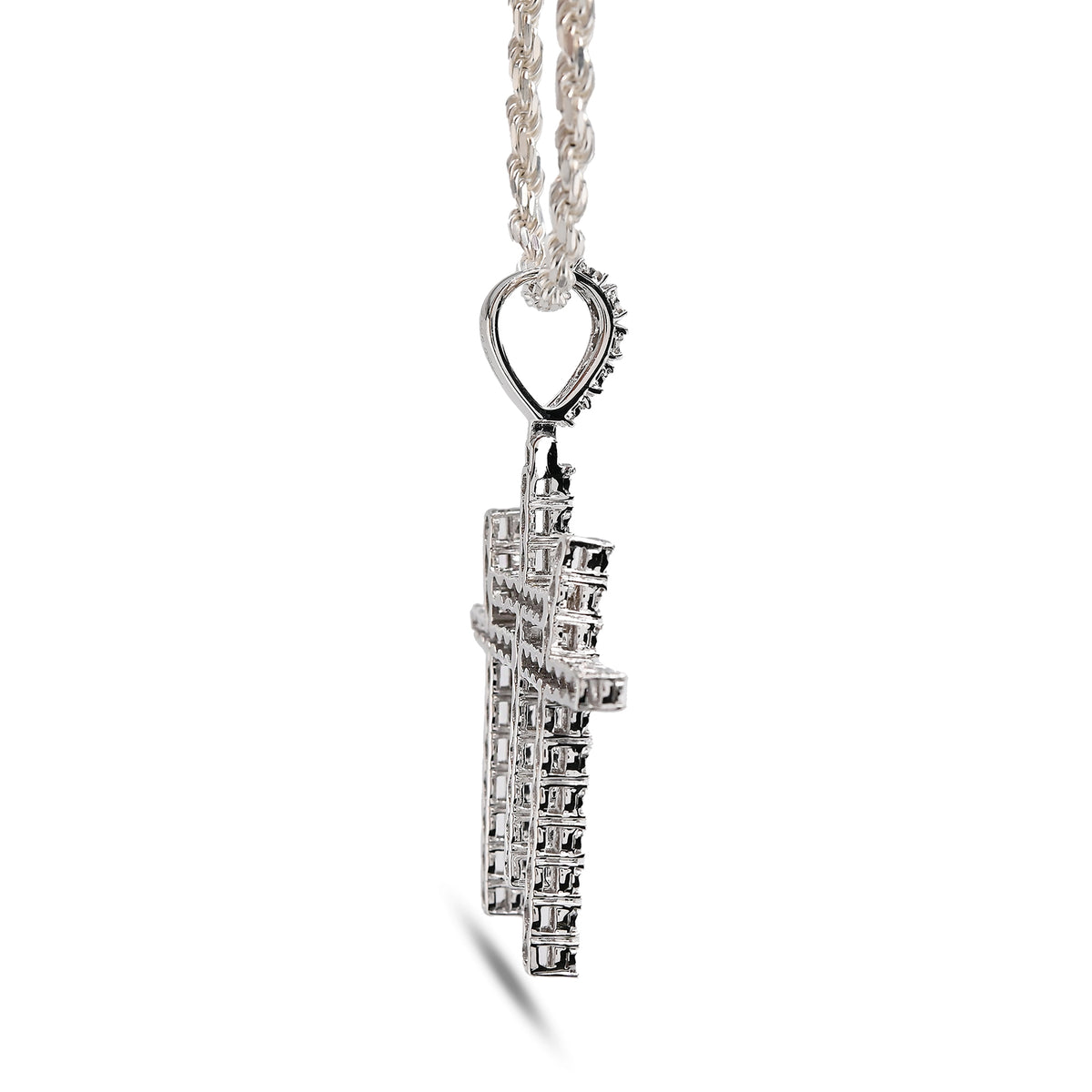 925 Natural Diamond 0.55 CTW Religious Three Cross Charm Men Pendant