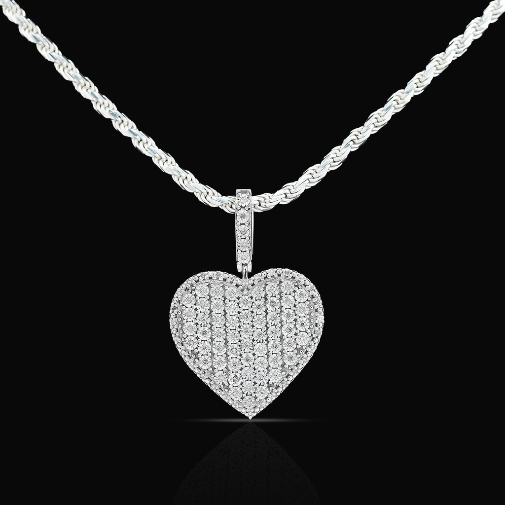 925 Natural Diamond 0.35 CTW Heart Shape Pendant Women Charm