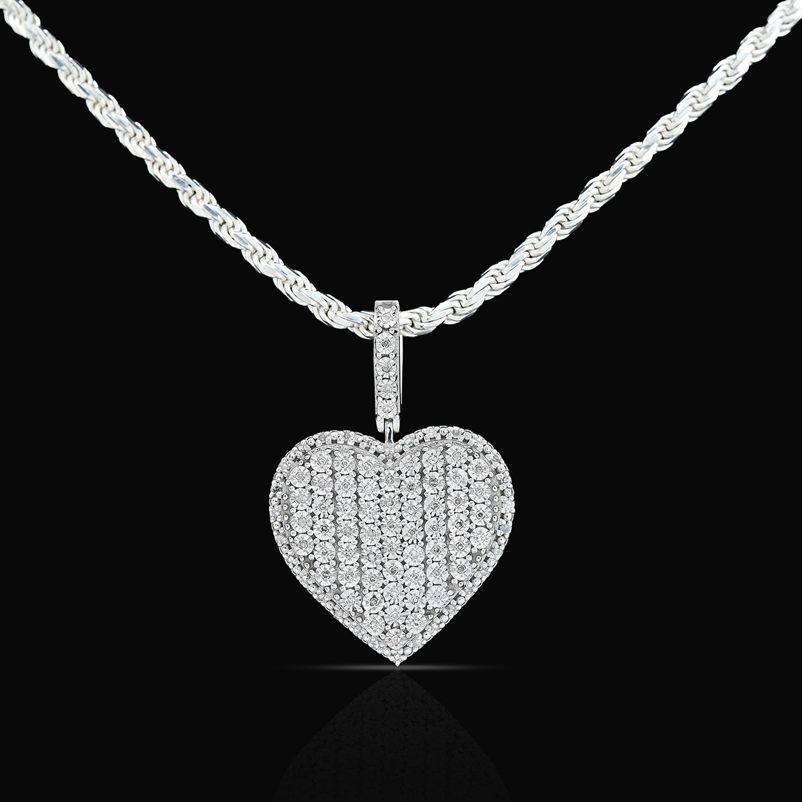 925 Natural Diamond 0.35 CTW Heart Shape Pendant Women Charm
