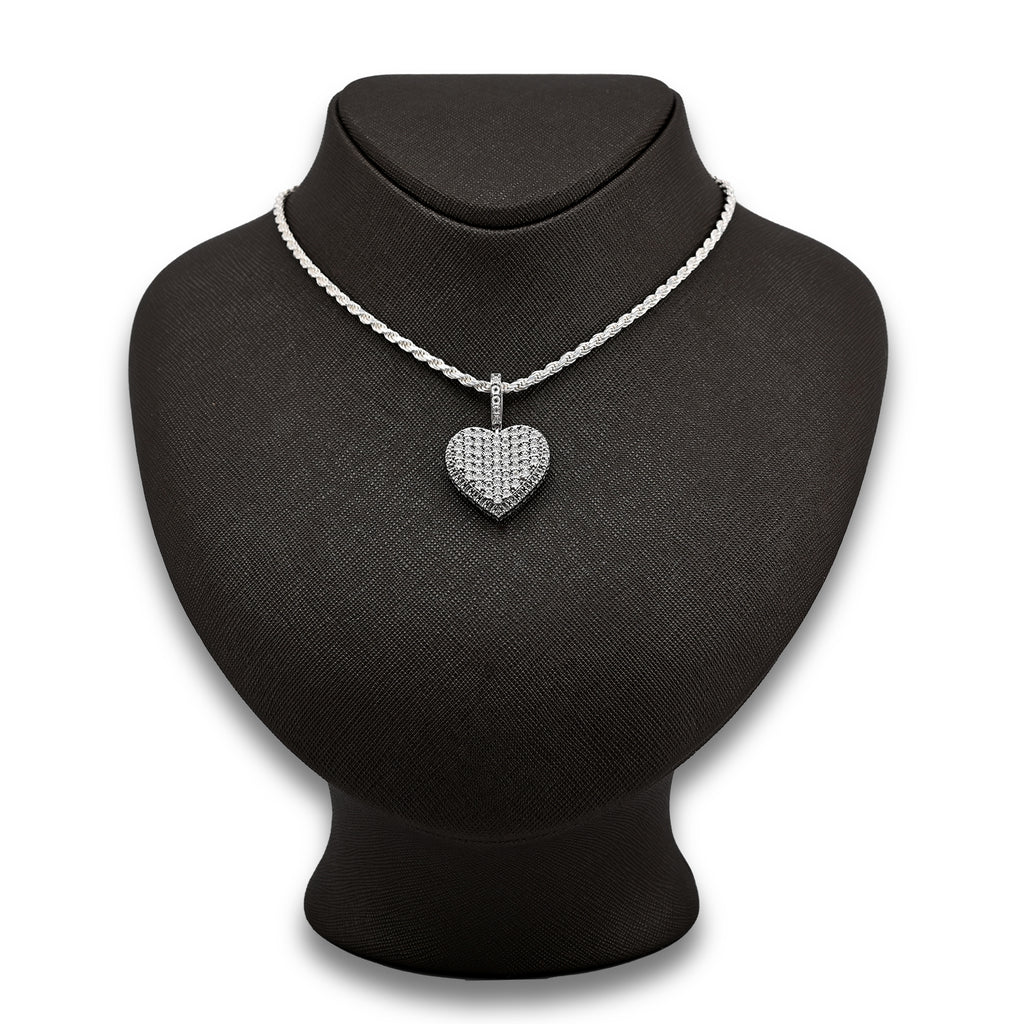 925 Natural Diamond 0.35 CTW Heart Shape Pendant Women Charm