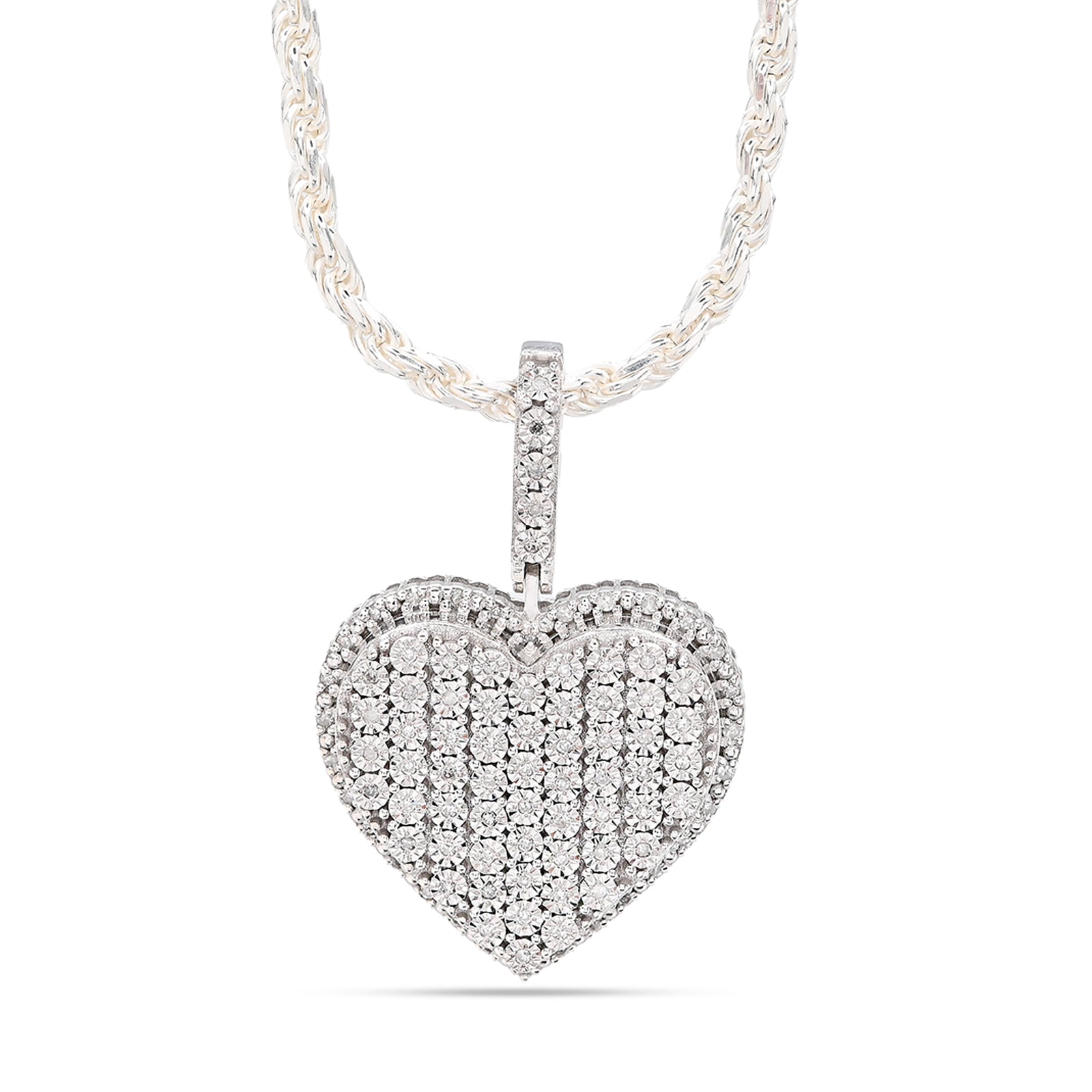 925 Natural Diamond 0.35 CTW Heart Shape Pendant Women Charm