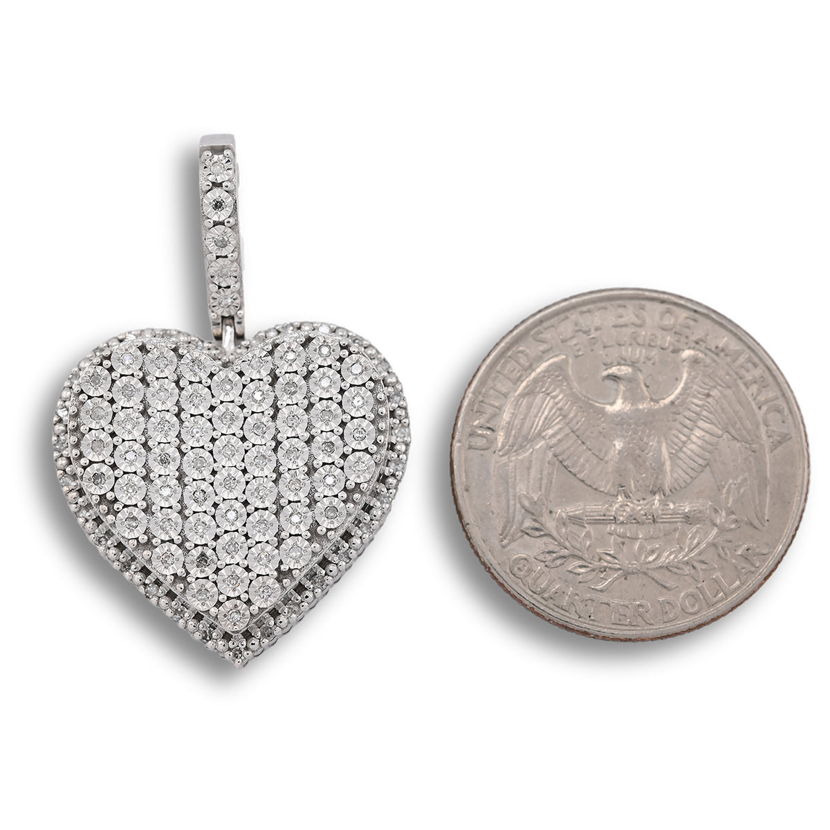 925 Natural Diamond 0.35 CTW Heart Shape Pendant Women Charm