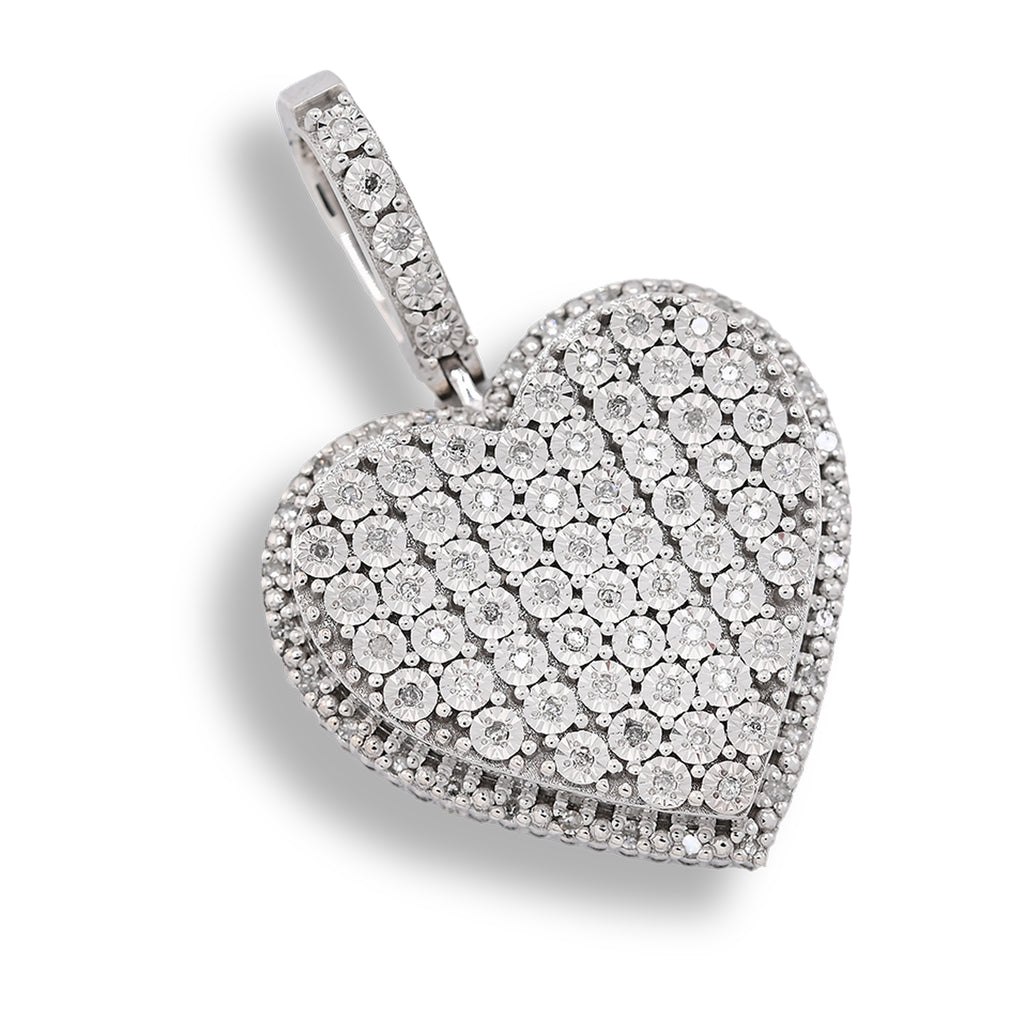 925 Natural Diamond 0.35 CTW Heart Shape Pendant Women Charm