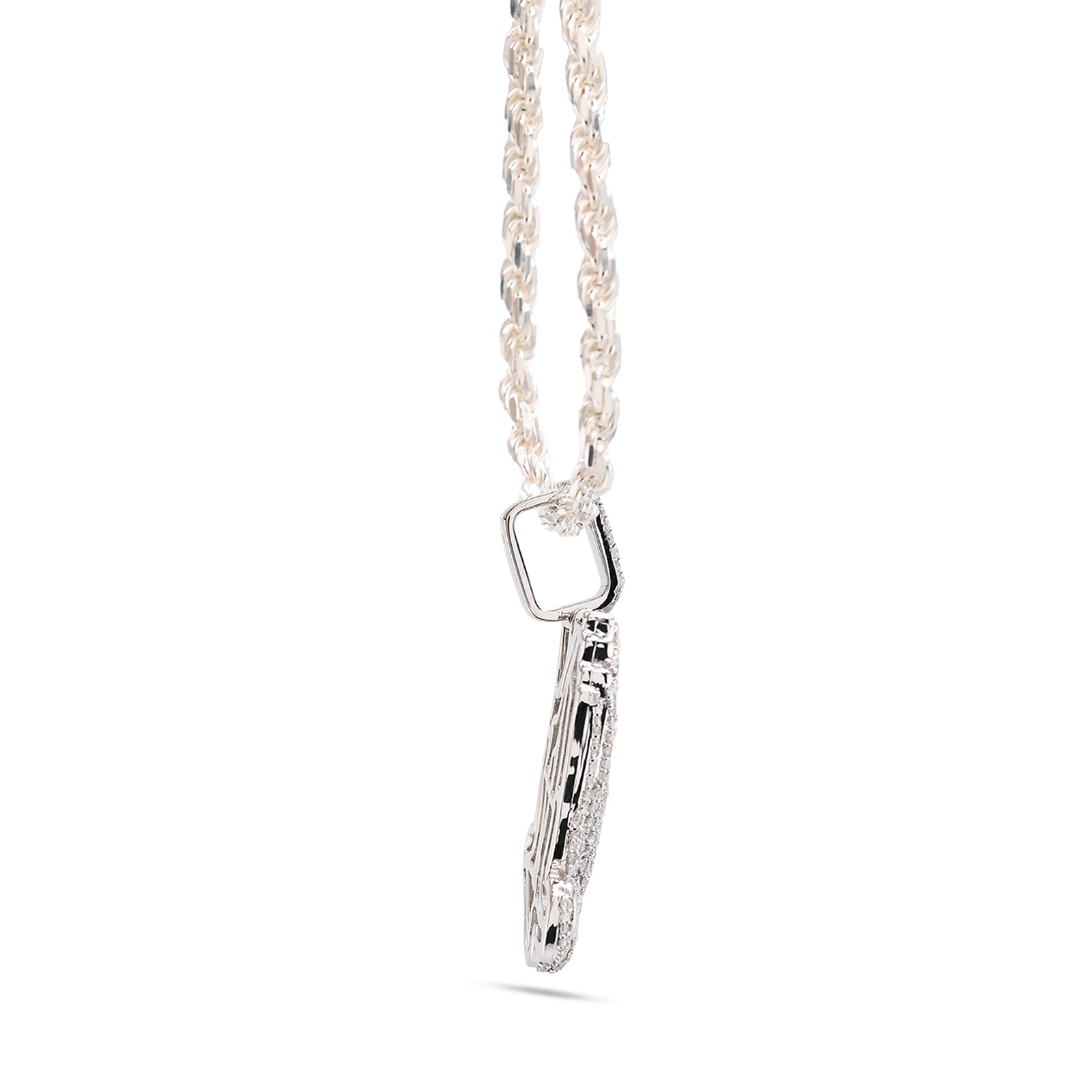 10k White Gold 1CT Natural Diamond Religious Praying Hand Pendant Charm Men Women
