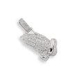 10k White Gold 1CT Natural Diamond Religious Praying Hand Pendant Charm Men Women