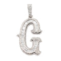 925 Natural Diamond 1.75CT Round and Baguette "G" Initial Alphabet Pendant