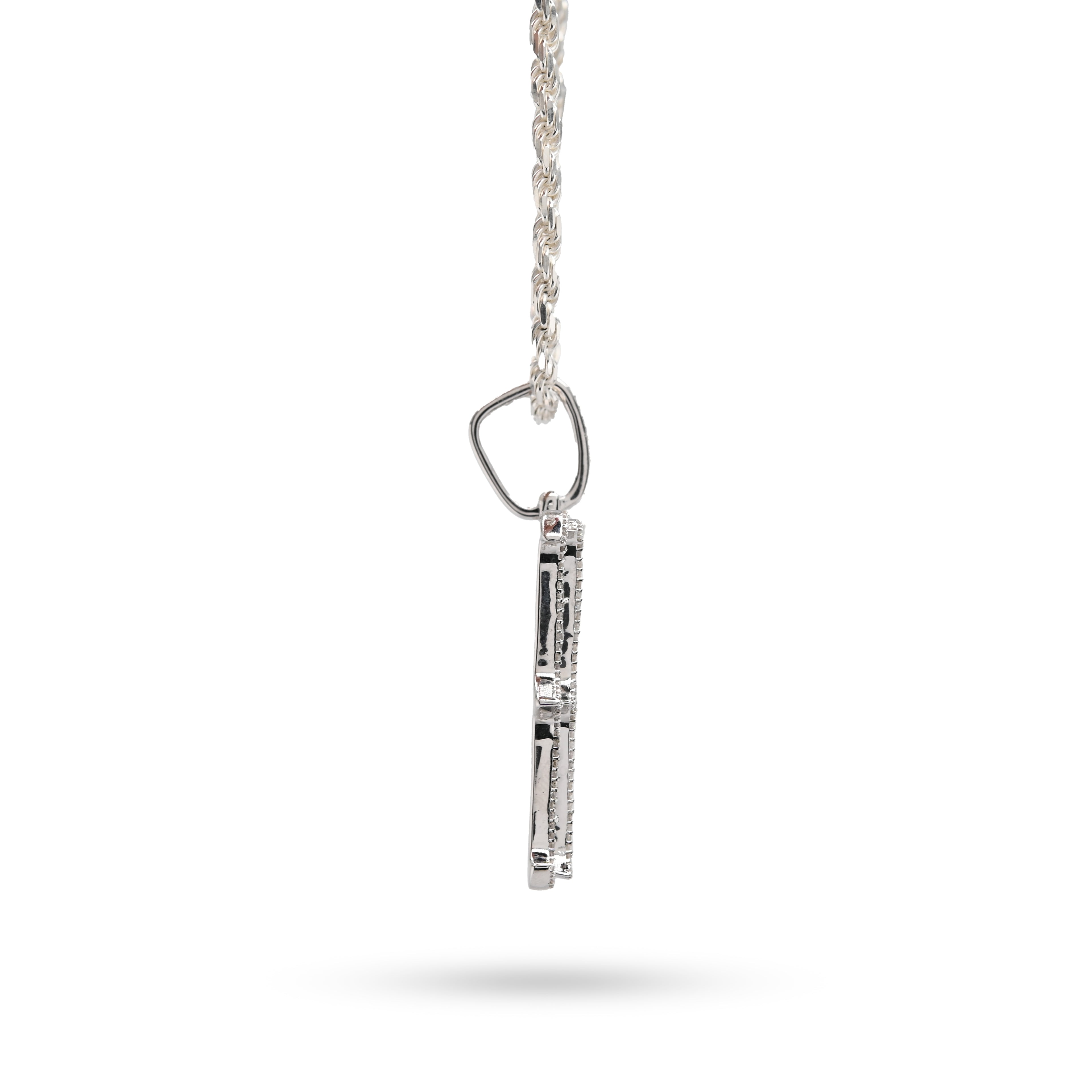 925 Natural Diamond 2CT Round and Baguette "N" Initial Alphabet Pendant