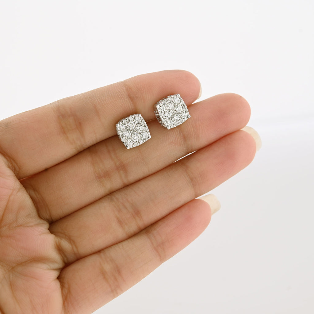925 Sterling Silver 1 CT Lab Diamond Square Earrings Men Women Studs