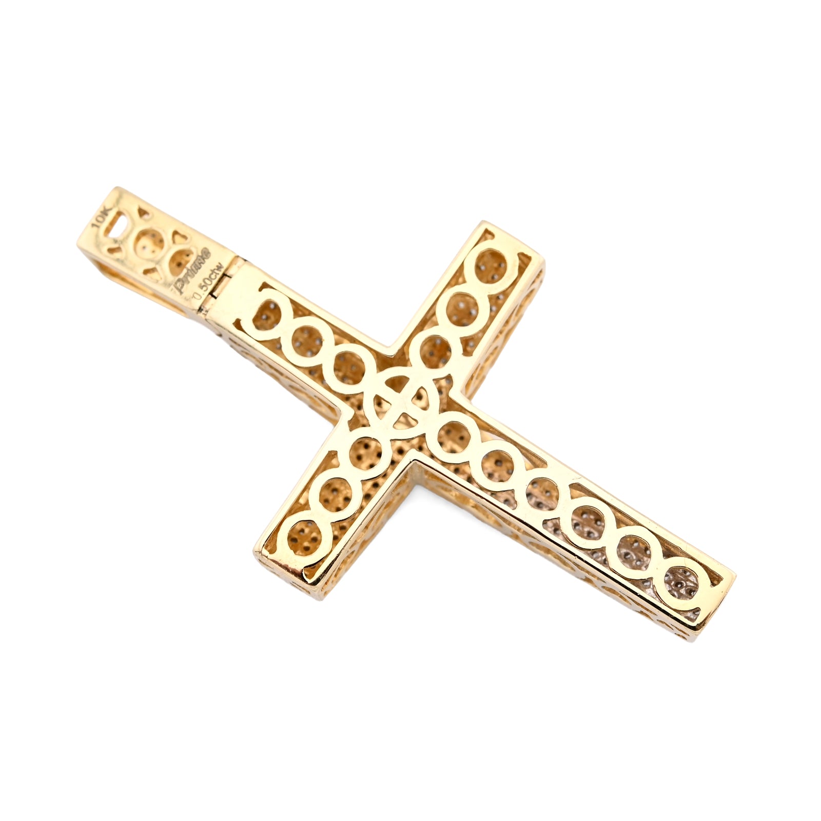 10K Yellow Gold 0.5CT Natural Diamond Religious Cross Charm Men Women Pendant